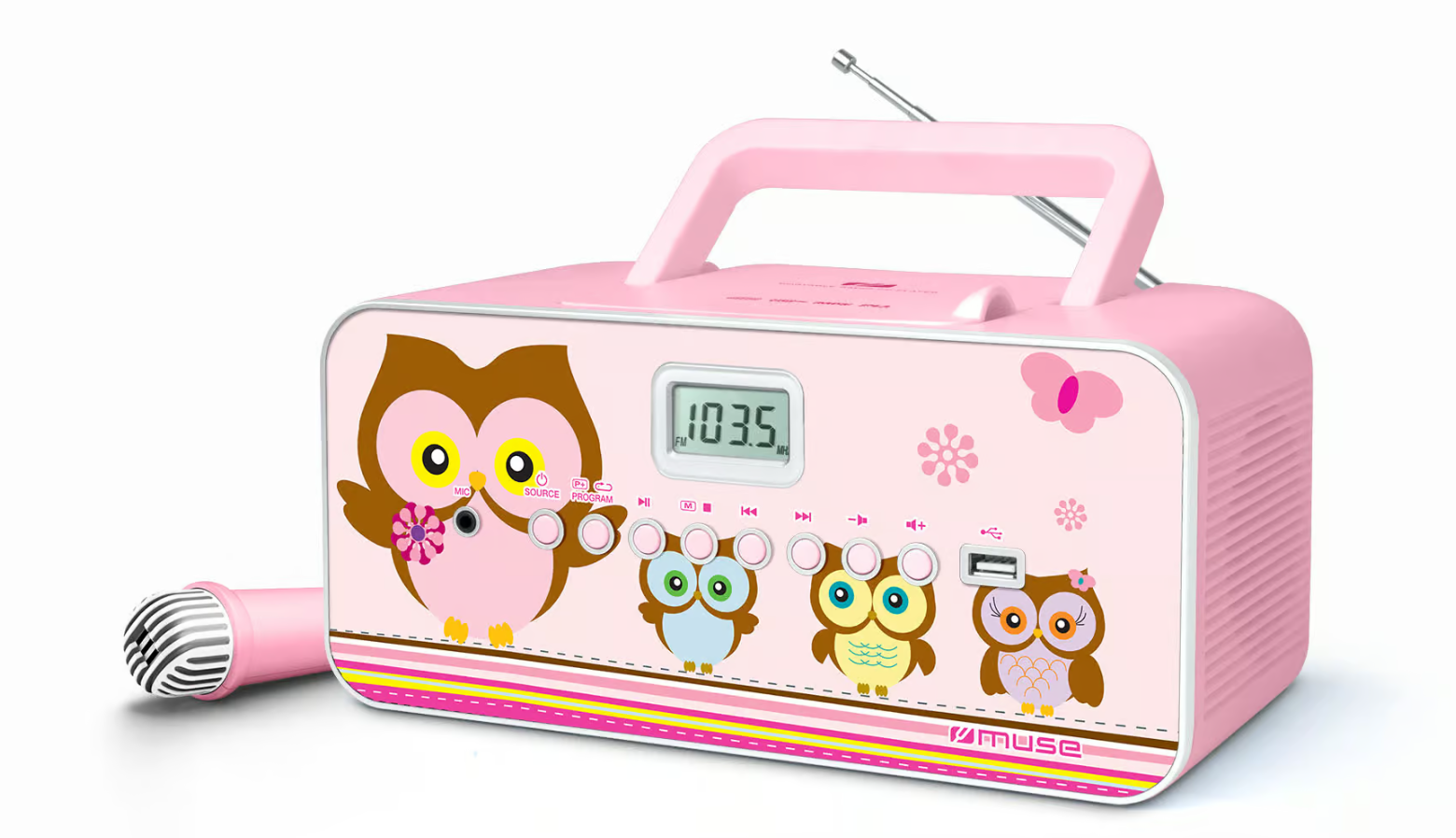 Muse - M-29KP - Portable radio CD/MP3 player with USB - 30 W - Pink/Image