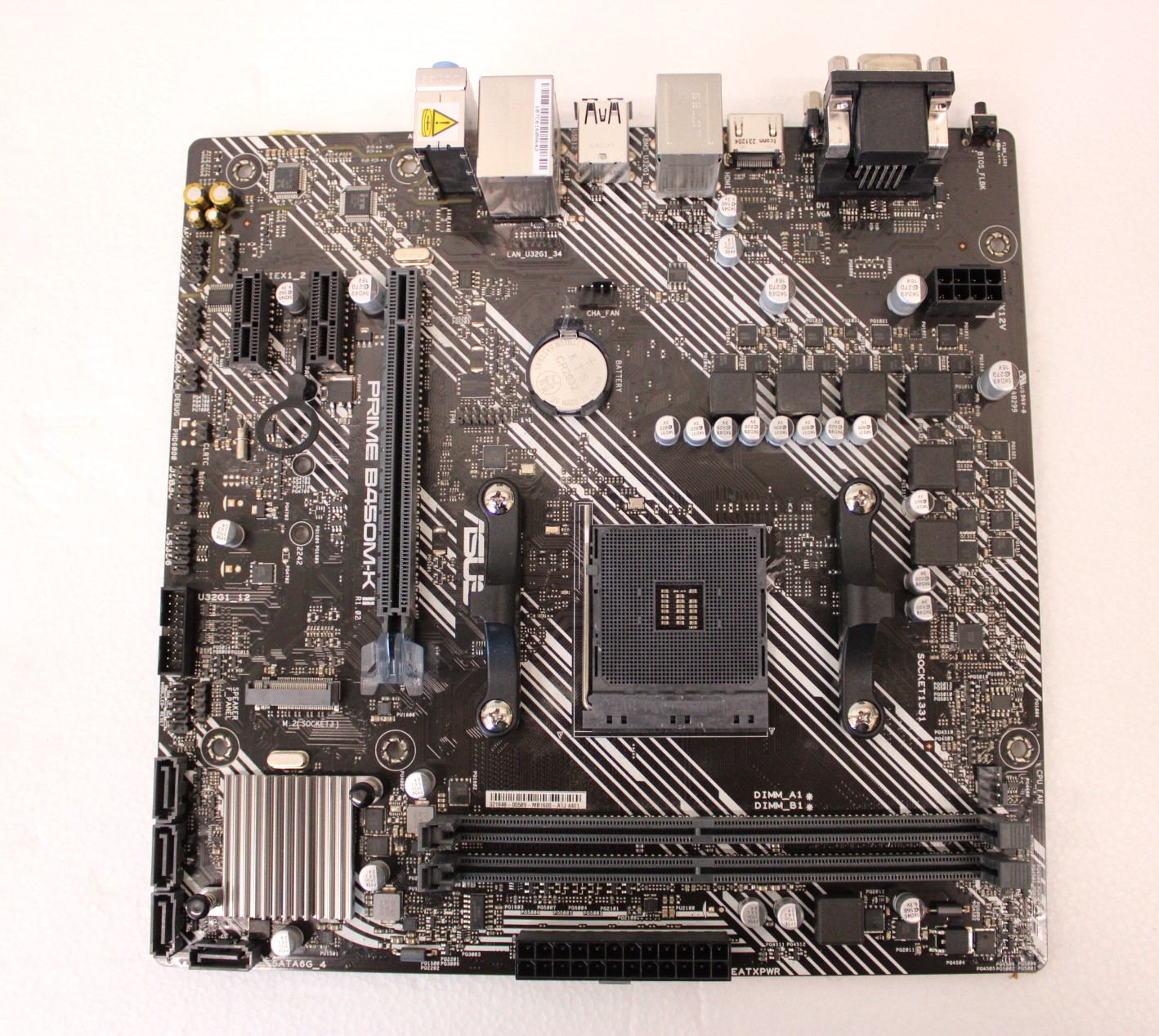 SALE OUT. Asus - PRIME B450M-K II - Processor family AMD - Processor socket AM4 - DDR4 - Memory slots 2 - Chipset AMD B - Micro ATX - REFURBISHED WITHOUT ORIGINAL PACKAGING AND ACCESSORIES, BACKPANEL INCLUDED