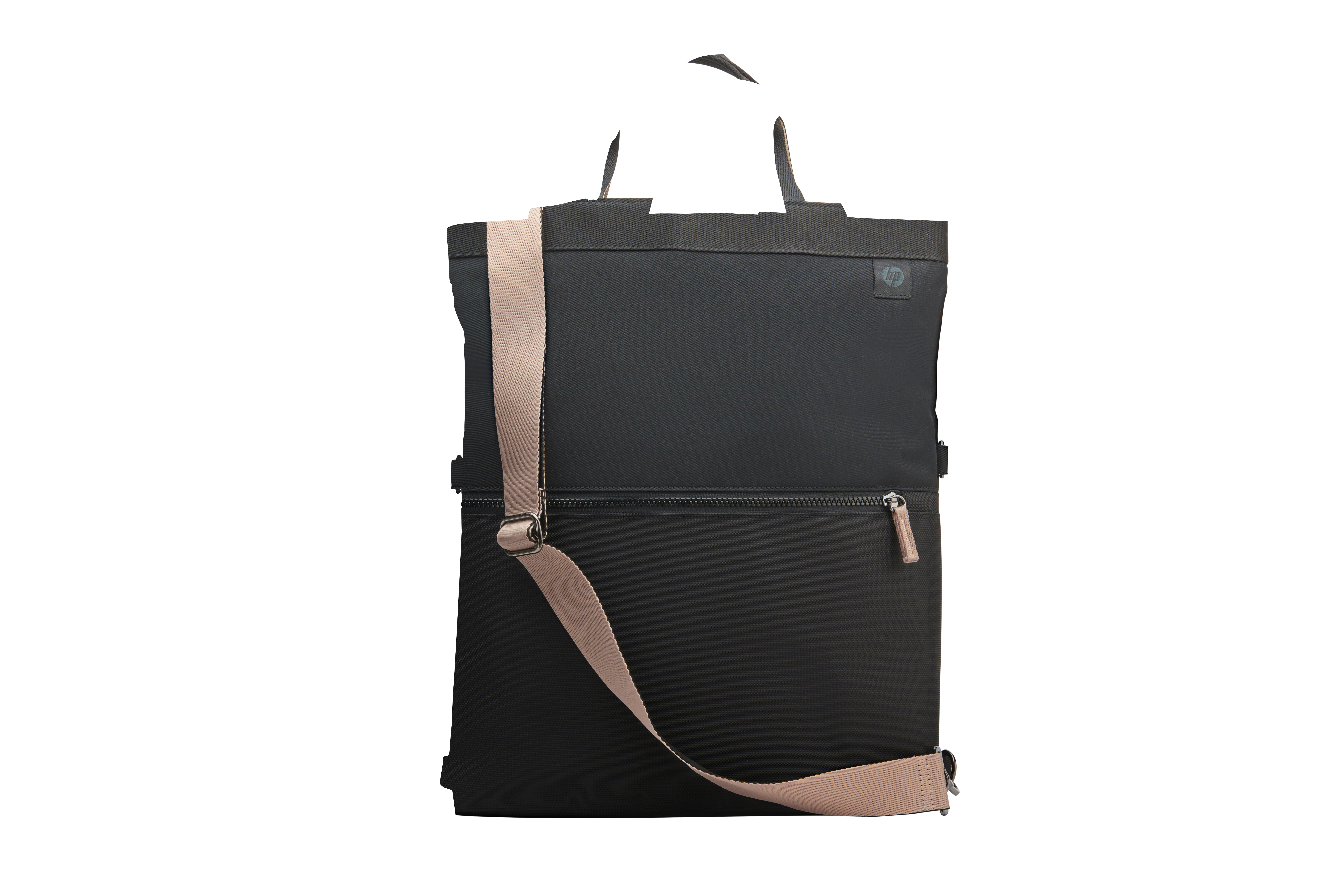 HP 14 Backpack Tote - 18 Liter Capacity, 4-way Convertible (backpack/tote/bag/handbag w/shoulder strap included), RFID Pocket, Extra Durable - Black, Beige