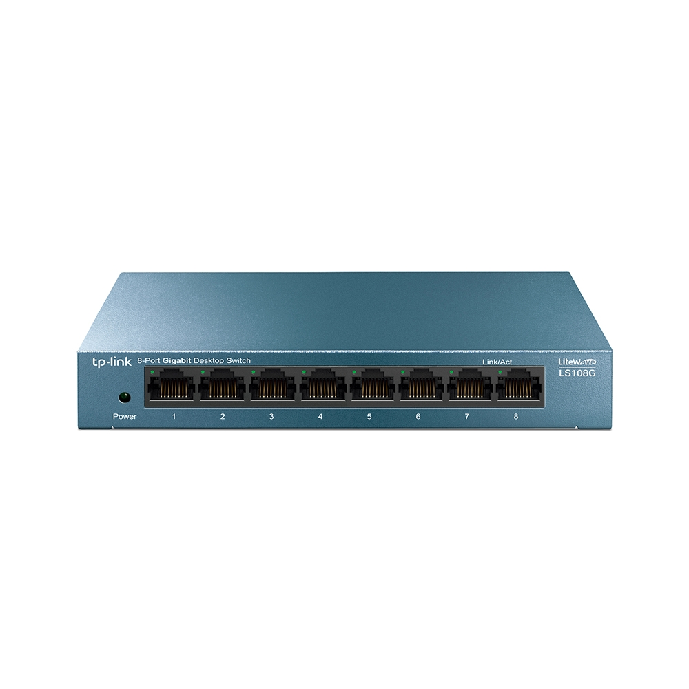TP-LINK - 8-Port 10/100/1000Mbps Desktop Network Switch - LS108G - Unmanaged - Desktop - Power supply type External