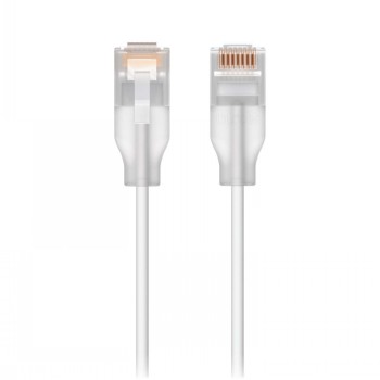 Ubiquiti UACC-Cable-Patch-EL-12M-W Nano-thin patch cable with 2.5 GbE support designed to show Etherlighting effects, translucent booted RJ45