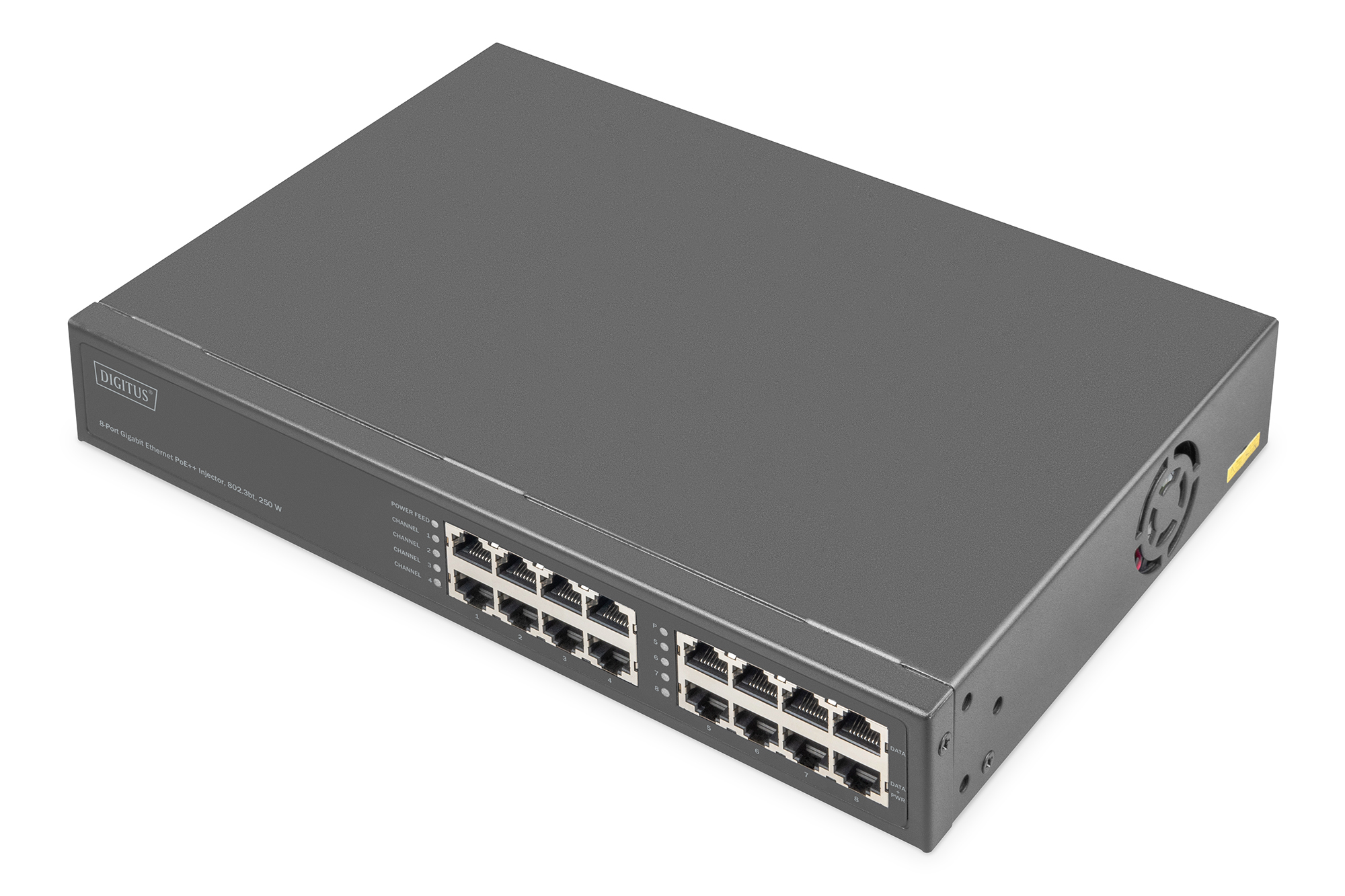 8-Port Gigabit Ethernet PoE Injector, 802.3bt, 250 W - DN-95118