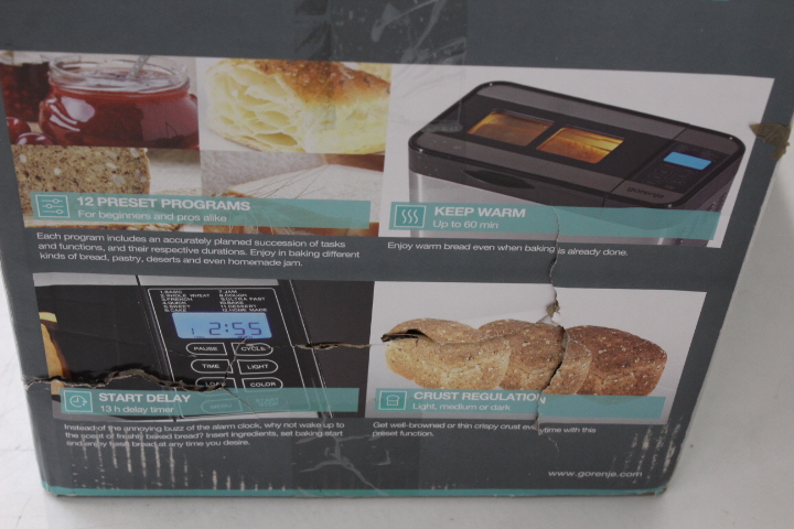 SALE OUT. SALE OUT. Gorenje - Bread maker - BM1400E - Power 815 W - Number of programs 12 - Display LCD - Stainless steel - DAMAGED PACKAGING