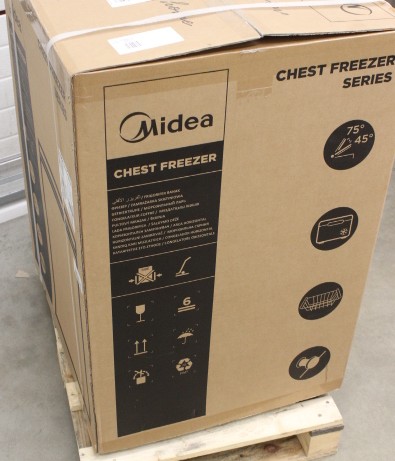 SALE OUT. Midea Freezer - MDRC207FEE01 - Energy efficiency class E - Chest - Free standing - Height 85 cm - Total net capacity 142 L - White - DENT ON TOP COVER