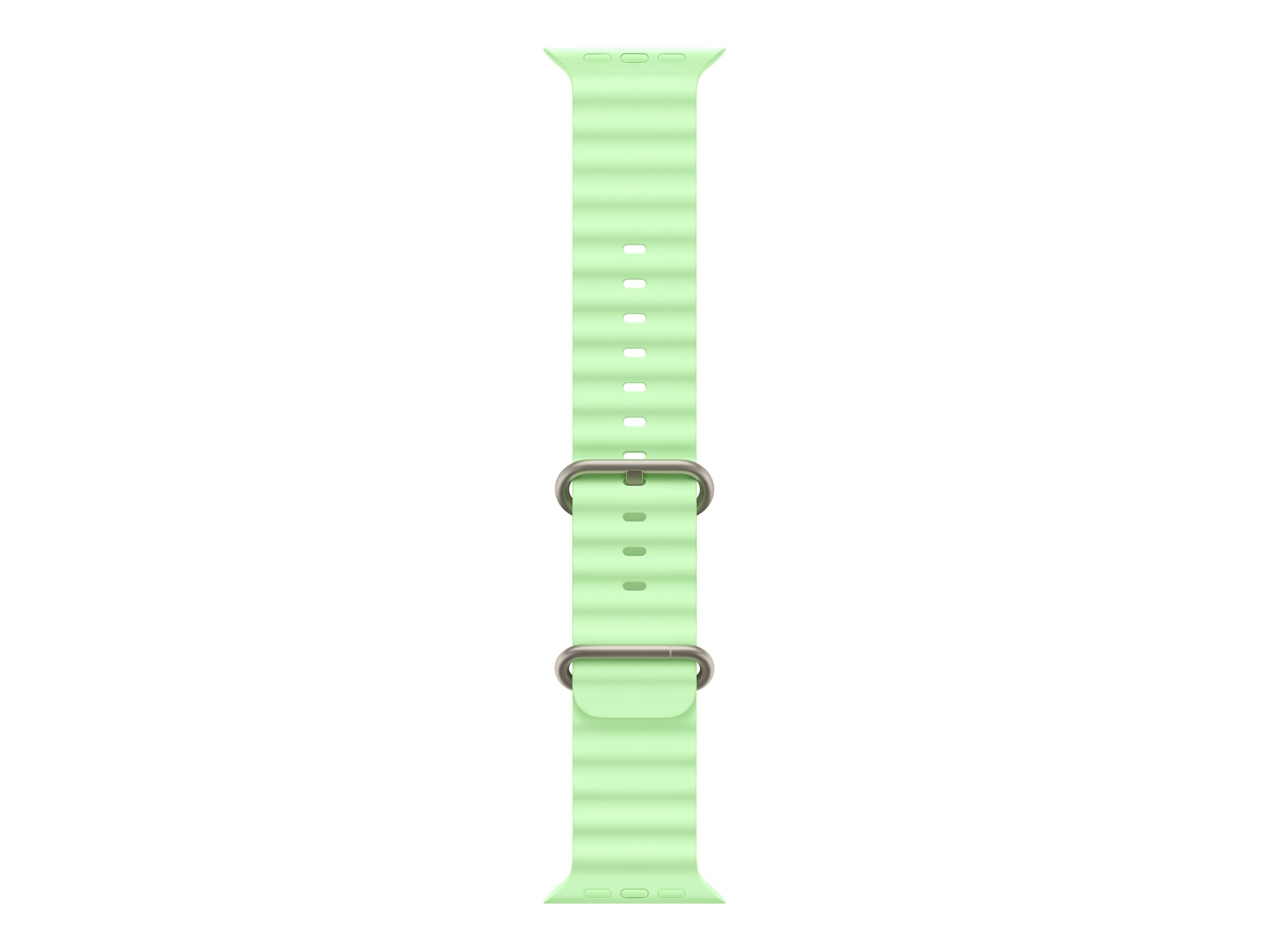 Apple - 130-200 mm - 49mm Neon Green Ocean Band - Natural Titanium Finish