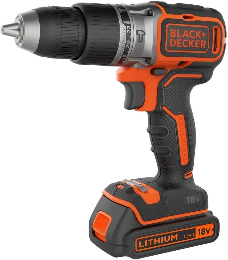 BLACK & DECKER 18V Drill Driver with 2x2.0 Ah Batteries - BCD383D2XK-QW