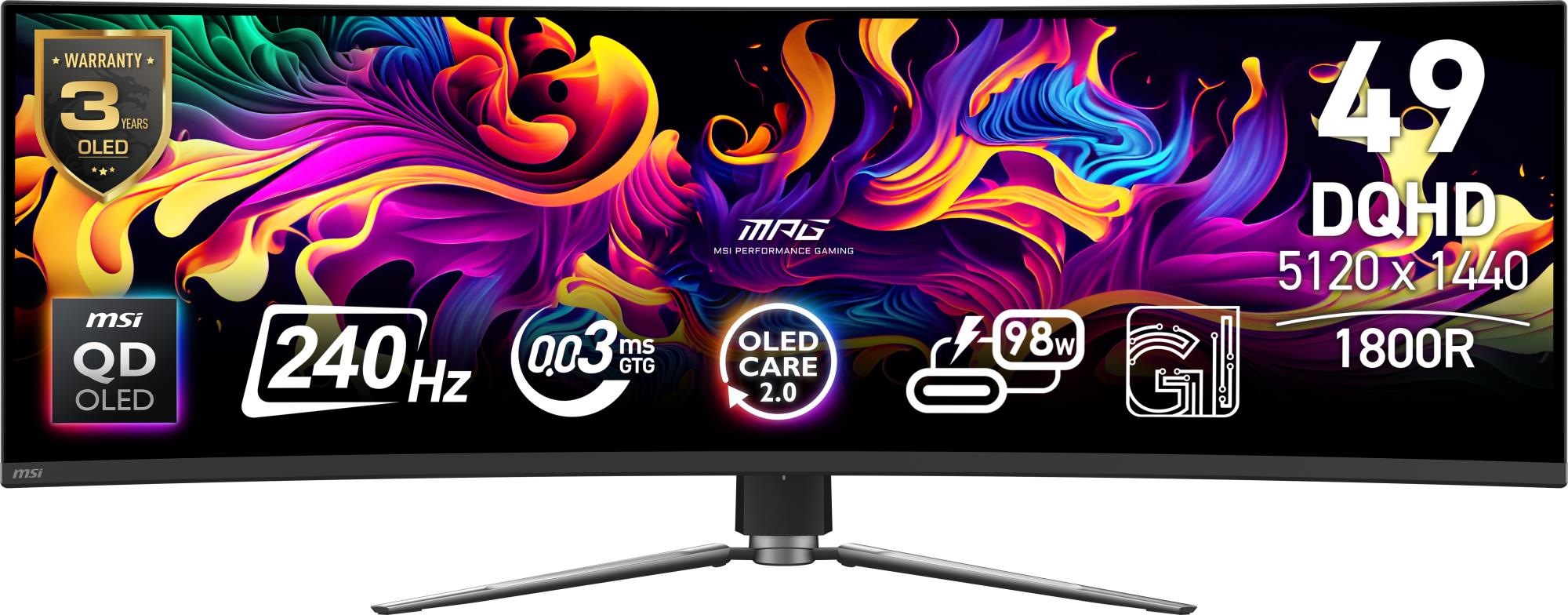 Monitor|MSI|49 "|5120 x 1440 pixels|Dual QHD|Native aspect ratio 32:9|QD-OLED|Curved|MPG491CQPXQD-OLED