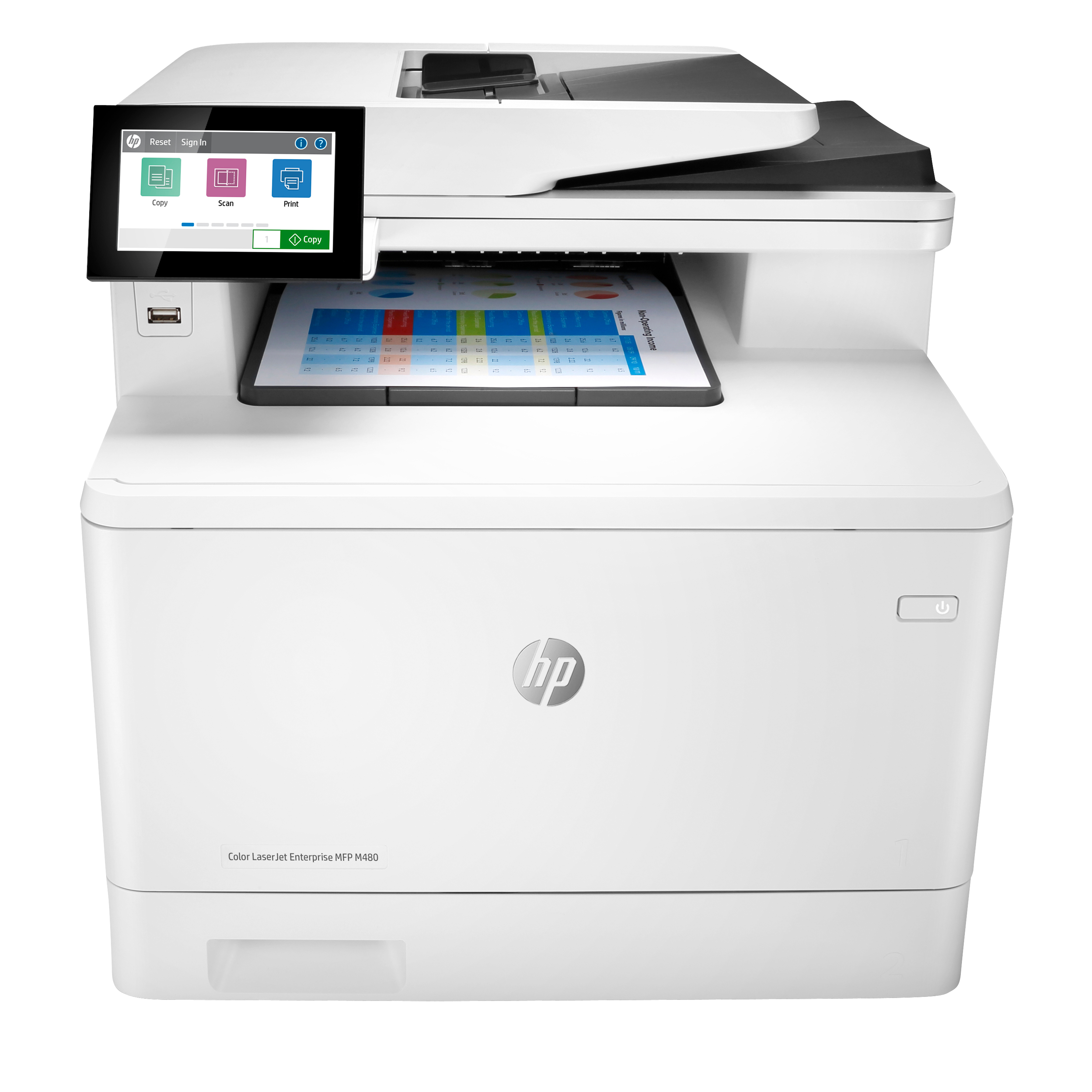 HP Color LaserJet Enterprise MFP M480f AIO All-in-One Printer - A4 Color Laser, Print/Copy/Dual-Side Scan/Fax, Automatic Document Feeder, Auto-Duplex, LAN, 27ppm, 4800 pages per month (replaces M577f)
