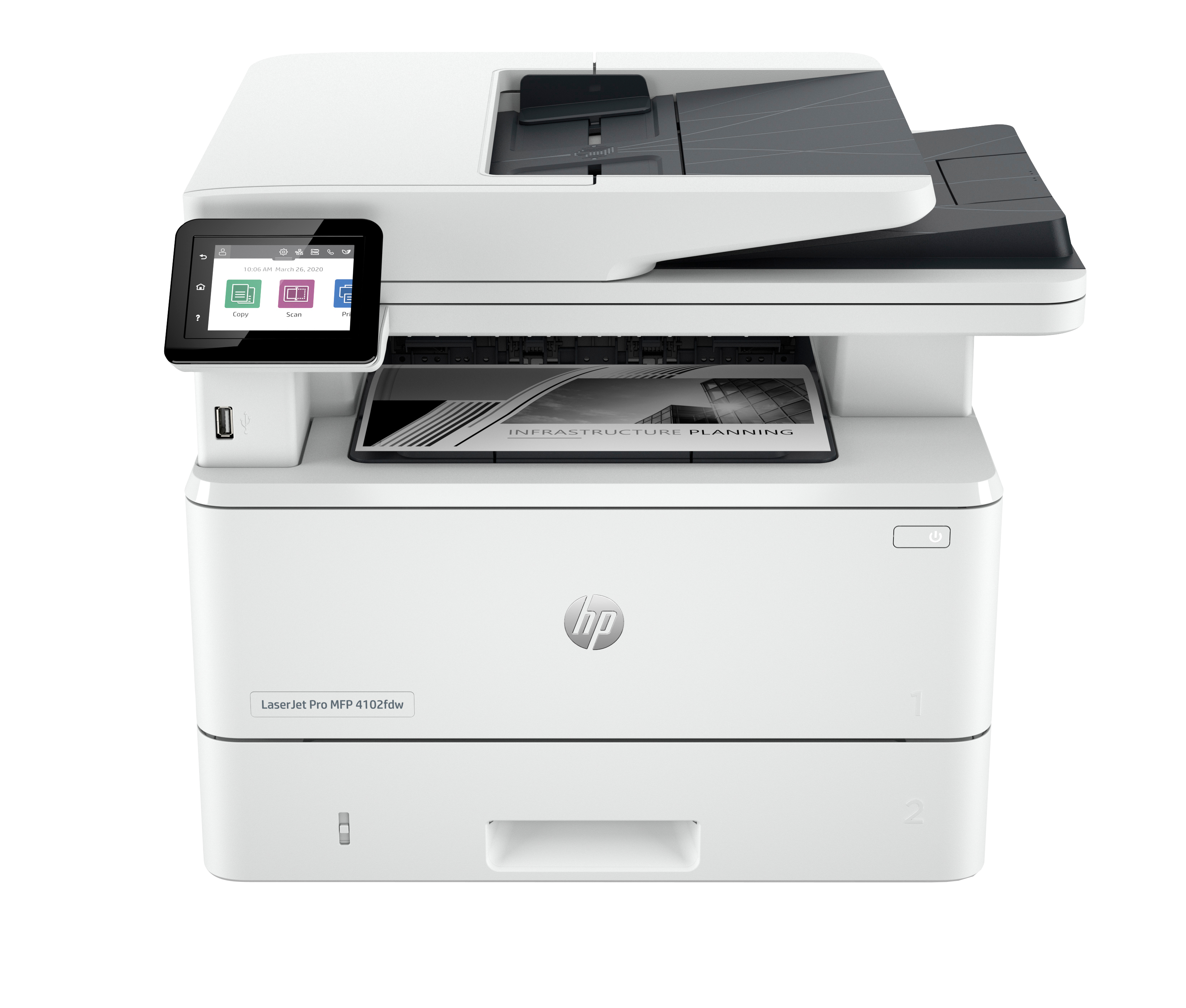 HP LaserJet Pro MFP 4102dw AIO All-in-One Printer - A4 Mono Laser, Print/Copy/Dual-Side Scan, Automatic Document Feeder, Auto-Duplex, LAN, WiFi, 40ppm, 750-4000 pages per month (replaces M428dw)