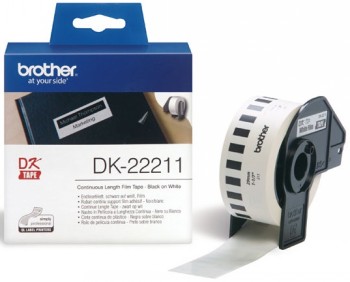 Brother - DK-22211 Continuous Length Paper Label - Black, White - DK - 29mm - 15.24 m