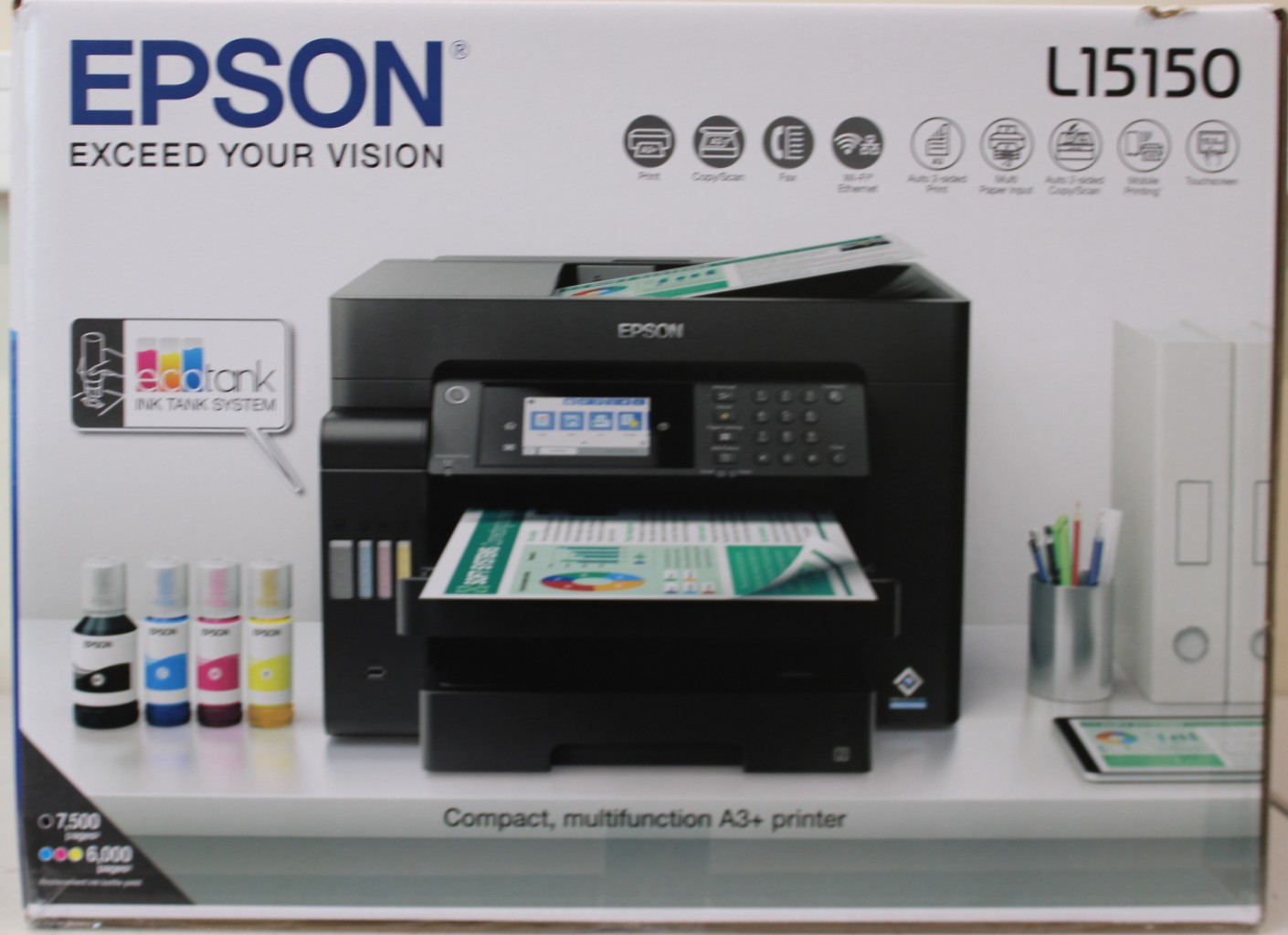 SALE OUT. Epson EcoTank L15150 Pint Scan Copy Fax - Epson - EcoTank L15150 - Inkjet - Colour - Multicunctional Printer - A3+ - Wi-Fi - Black - DAMAGED PACKAGING