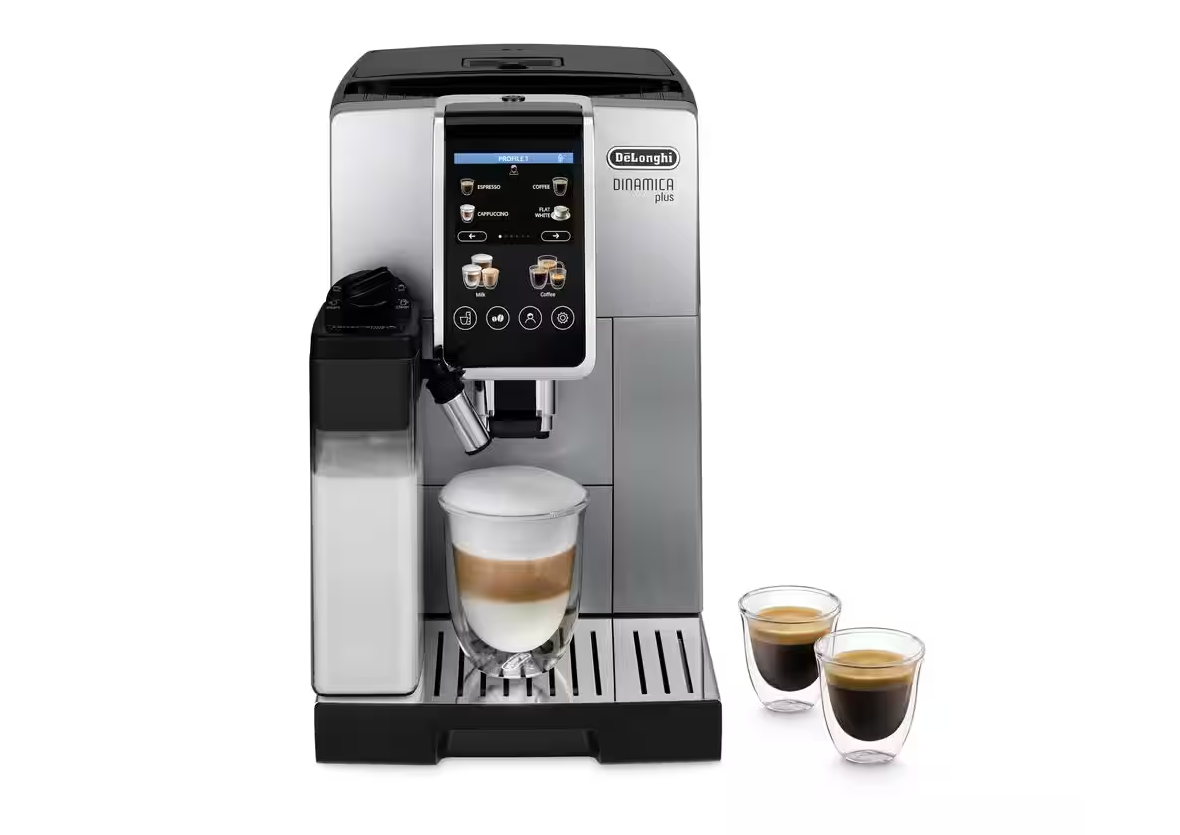 Delonghi - Coffee Maker - Dinamica Plus ECAM380.85.SB - Pump pressure 15 bar - Built-in milk frother - Automatic - 1450 W - Stainless Steel/Black