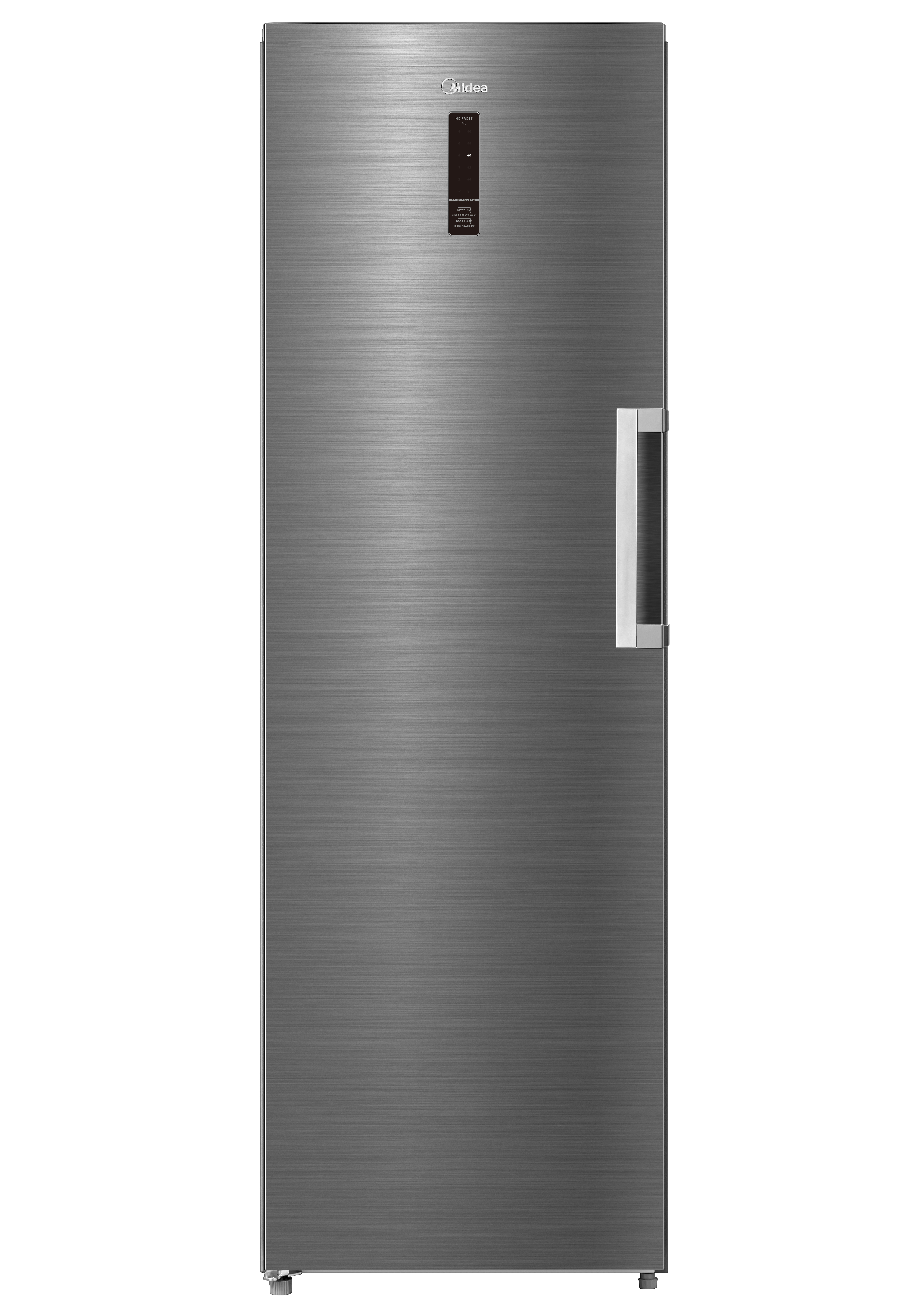Midea Freezer - MDRU385MTE46 - Energy efficiency class E - Upright - Free standing - Height 185 cm - Total net capacity 272 L - No Frost system - Display - Inox