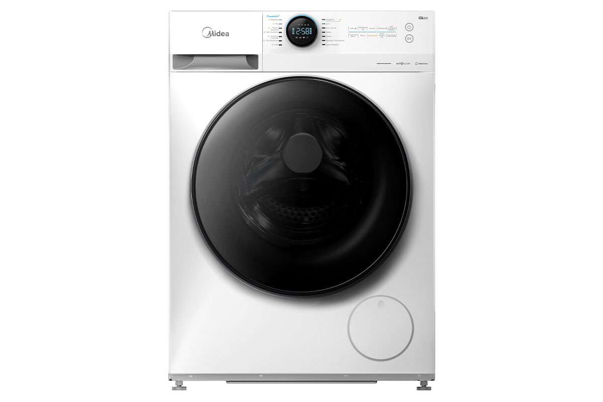 Midea - Washing Machine with Dryer - MF200D80WB/W-HR - Front loading - Washing capacity 8 kg - 1400 RPM - Depth 48 cm - Width 60 cm - Digital - Drying system - Drying capacity 6 kg - Steam function - White