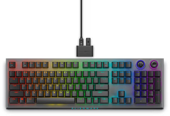 Dell - Alienware Tri-Mode AW920K - Wireless Gaming Keyboard - Wireless - Bluetooth - RGB LED light - Wireless connection - US - CHERRY MX Red - Dark Side of the Moon
