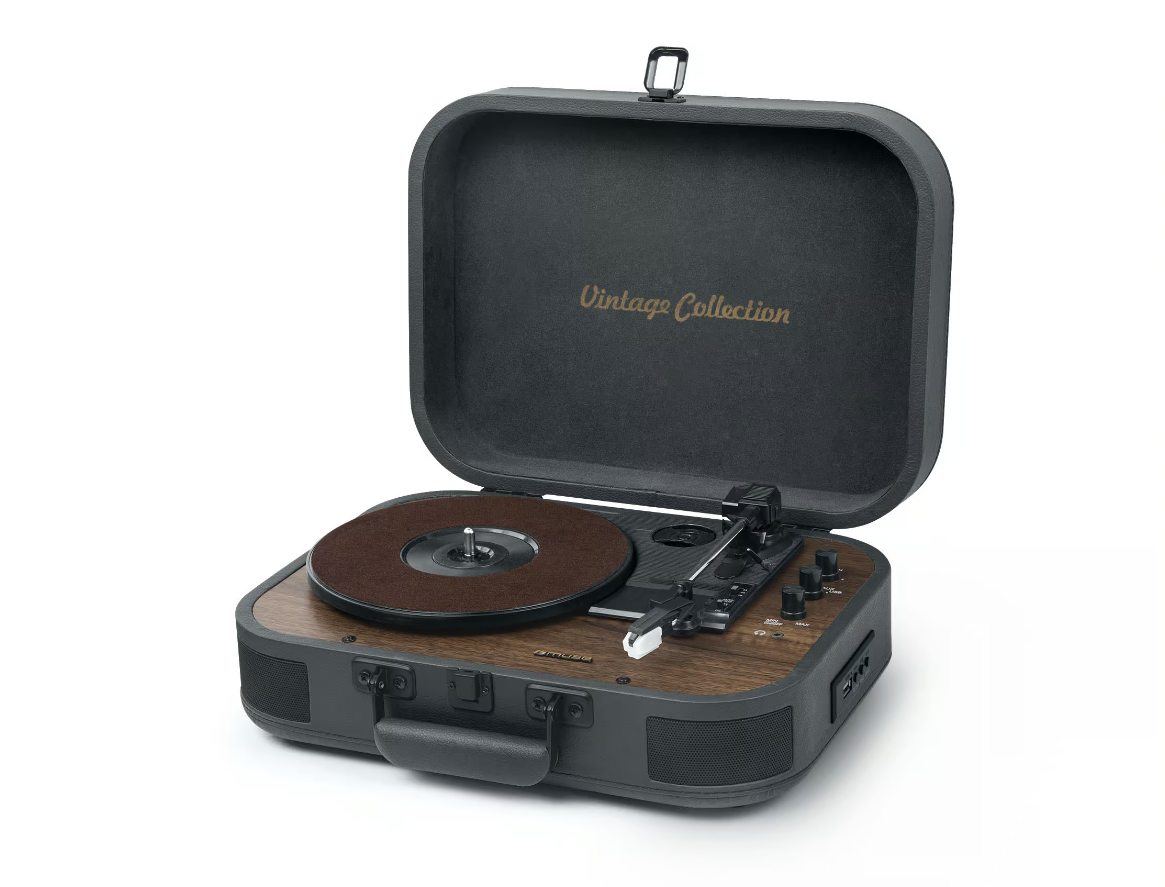 Muse Turntable Stereo System with Bluetooth Out - MT-207 DGB - 2x5 W - Bluetooth - Black/Brown