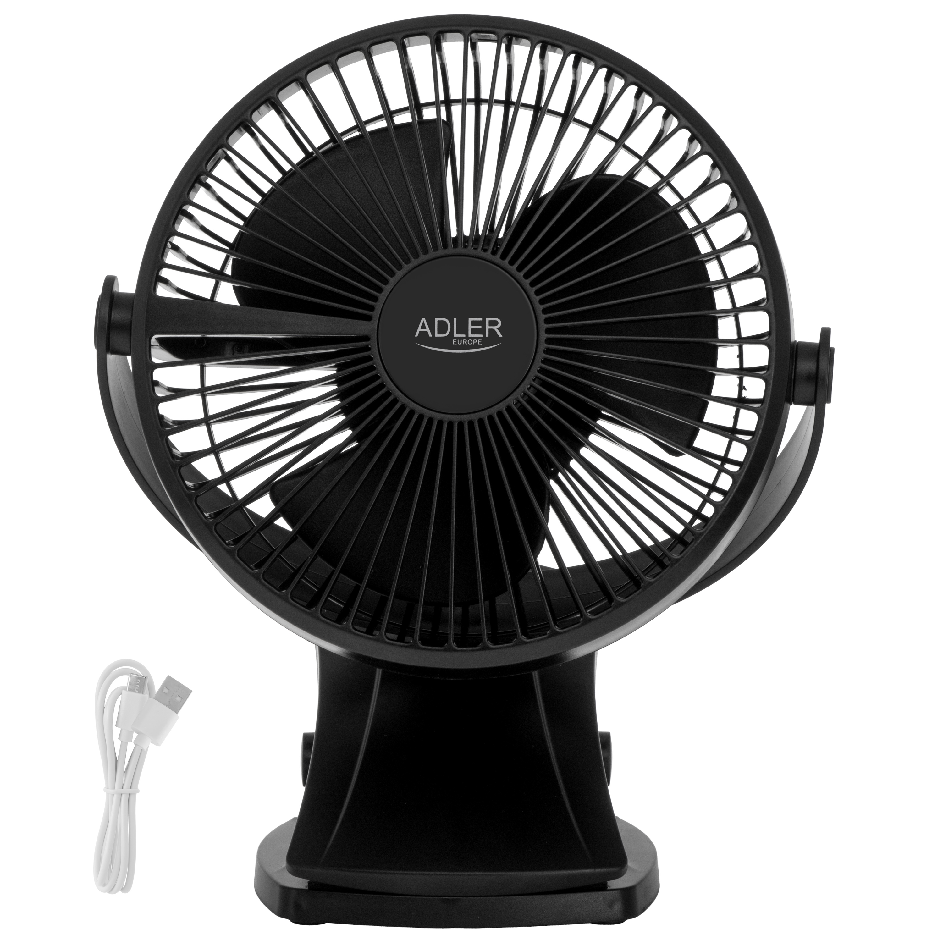 Adler Rechargeable Clip-on Desk Fan - AD 7342 - Table Fan - 5 W - Diameter 15.5 cm - Number of speeds 3 - Oscillation - Black