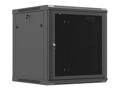 Lanberg Wall mounted installation cabinet 19"12U 600X600, Black perforated door (Flat pack) - Lanberg
