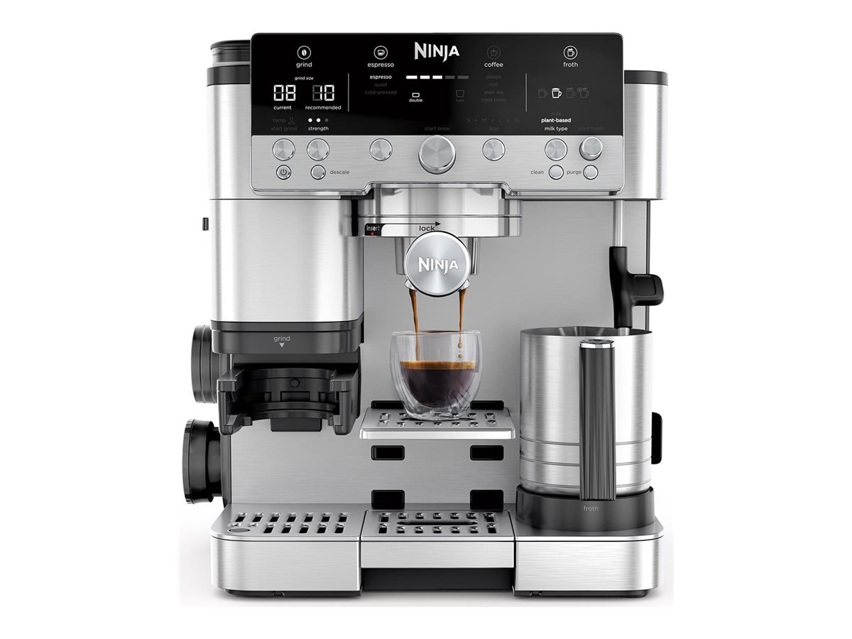 NINJA - Espresso Coffee Maker - ES601EU Luxe Café Premier - Pump pressure 11 bar - Built-in milk frother - Ground - 1650 W - Black/Stainless Steel