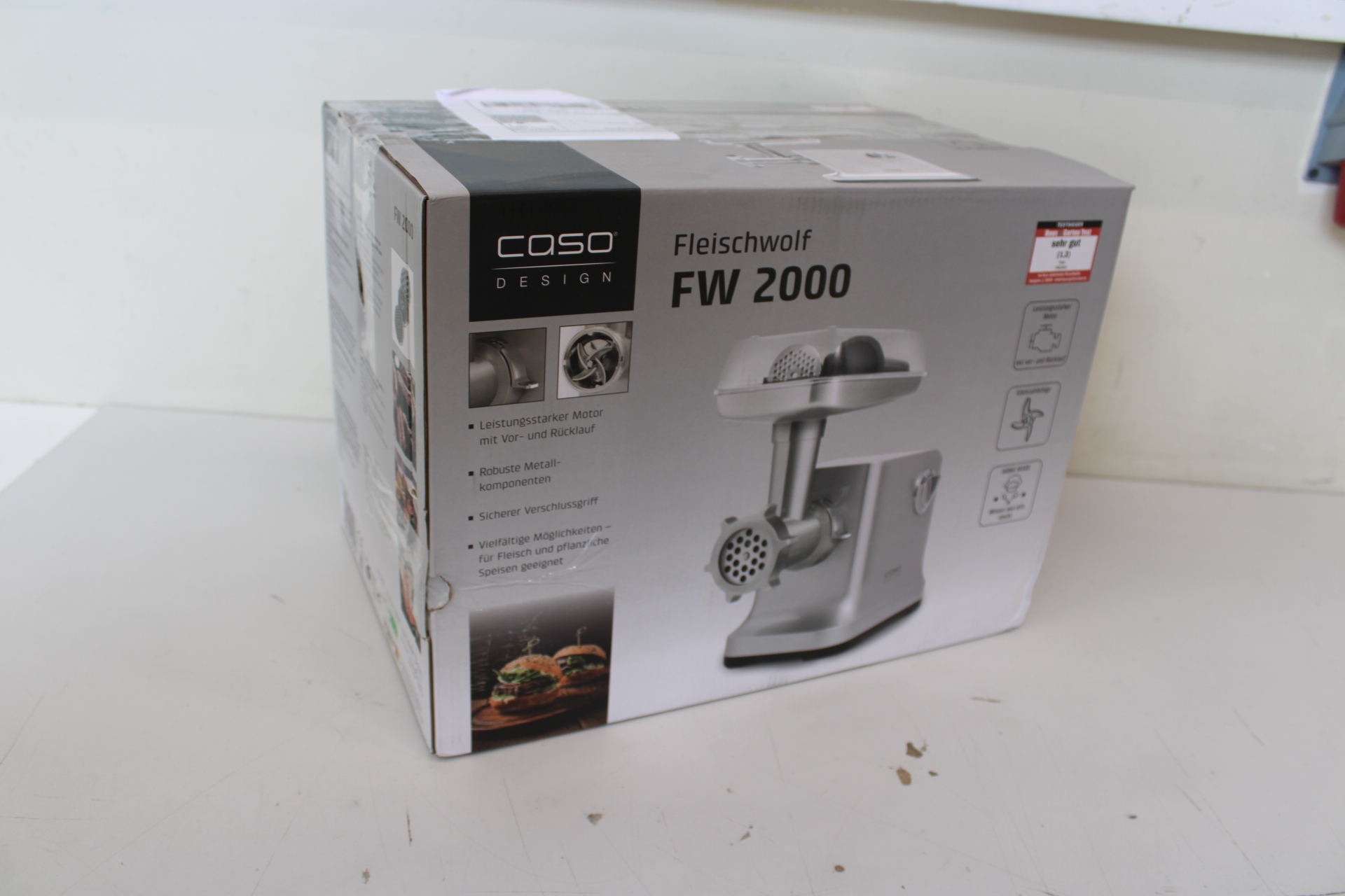 SALE OUT. Caso Meat Grinder - FW2000 - Silver - Number of speeds 2 - Accessory for butter cookies; Drip tray - DAMAGED PACKAGING