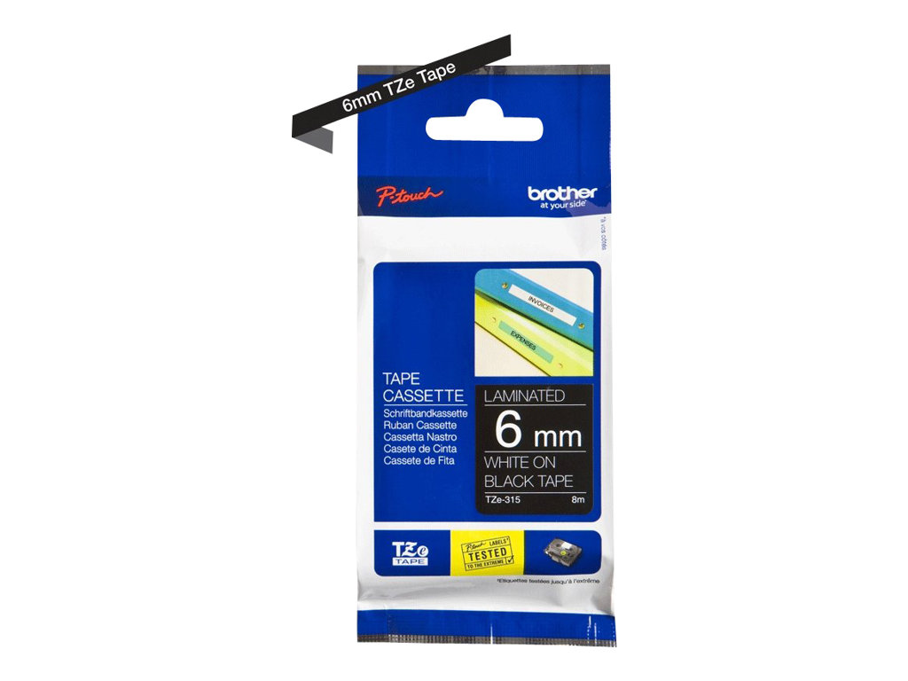 Brother - TZe-315 Laminated tape - White on Black - TZe - 8 m - 0.6 cm