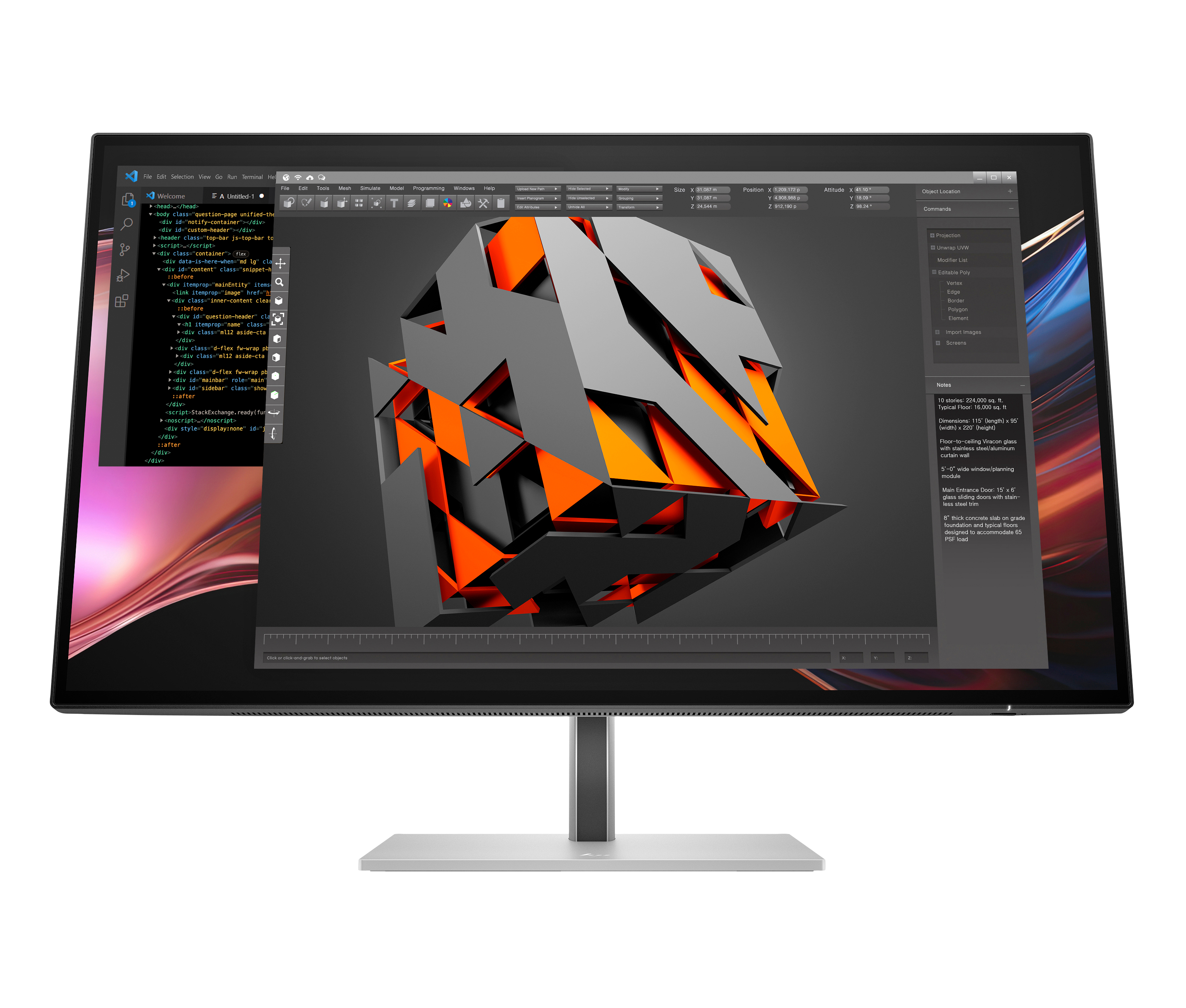 HP 727pu Series 7 Pro QHD TB4 Charging Monitor - 27" 2560x1440 QHD 400-nit 120Hz AG, IPS Black HDR 400, USB-C(100W/15W)/HDMI/DisplayPort Daisy-Chain, 5x USB-A, RJ-45 LAN, height adjustable/tilt/swivel/pivot, 3 years (replaces Z27u G3)