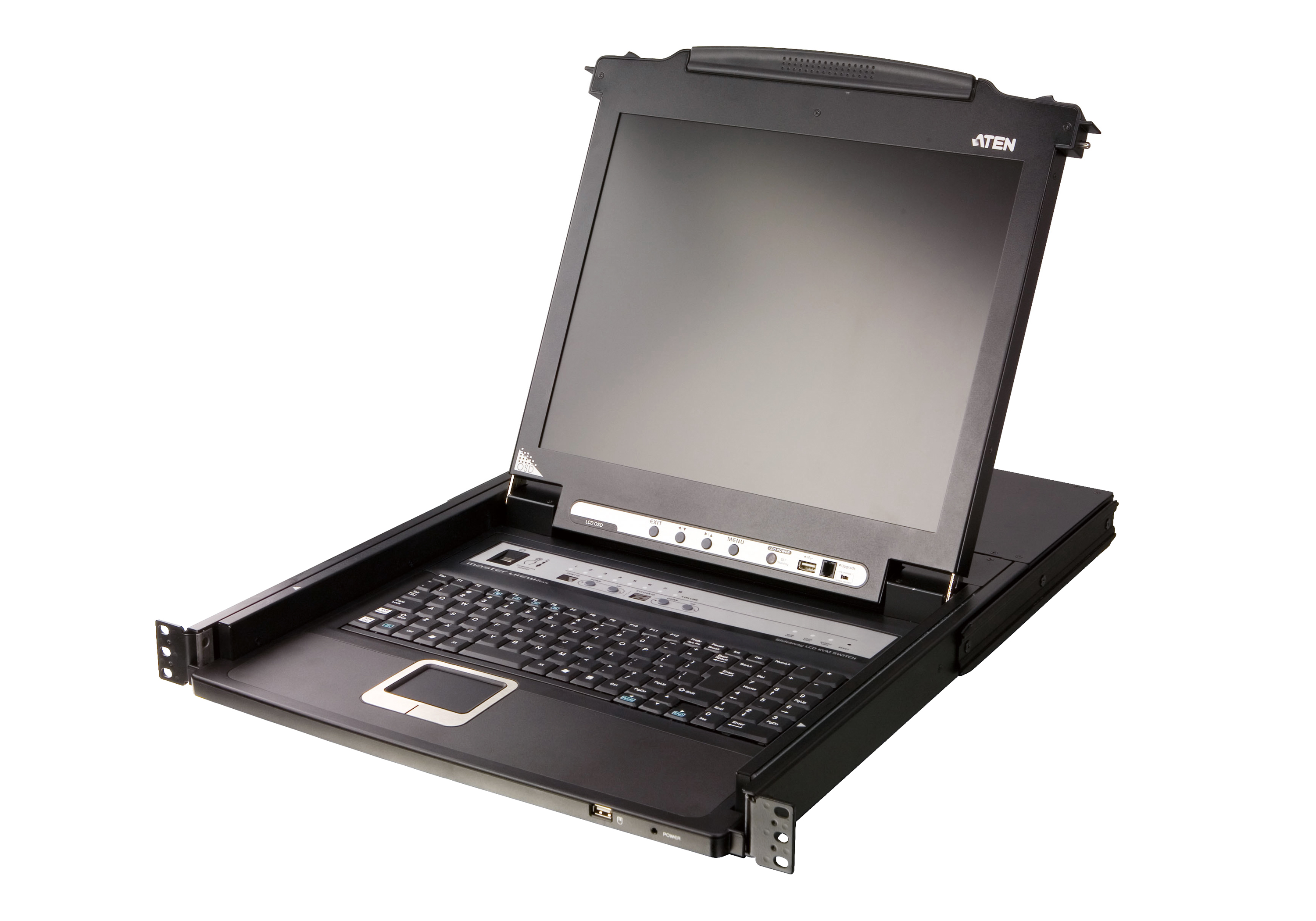 Aten - 8-Port PS/2-USB VGA 17" LCD KVM Switch with Daisy-Chain Port and USB Peripheral Support - CL5708M