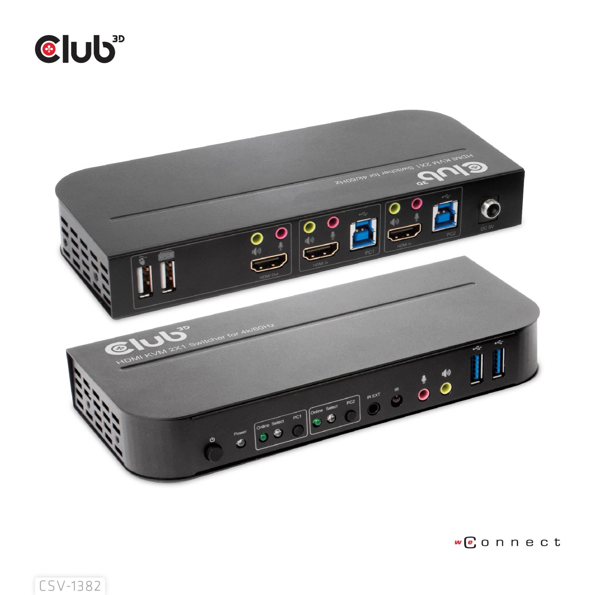 VIDEO SWITCH KVM HDMI 2PORT/CSV-1382 CLUB3D