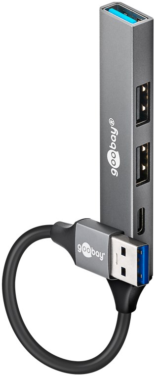 Goobay Slim 4-Port USB Hub, USB-A to USB-C/USB-A, 5 Gbit/s - 74458