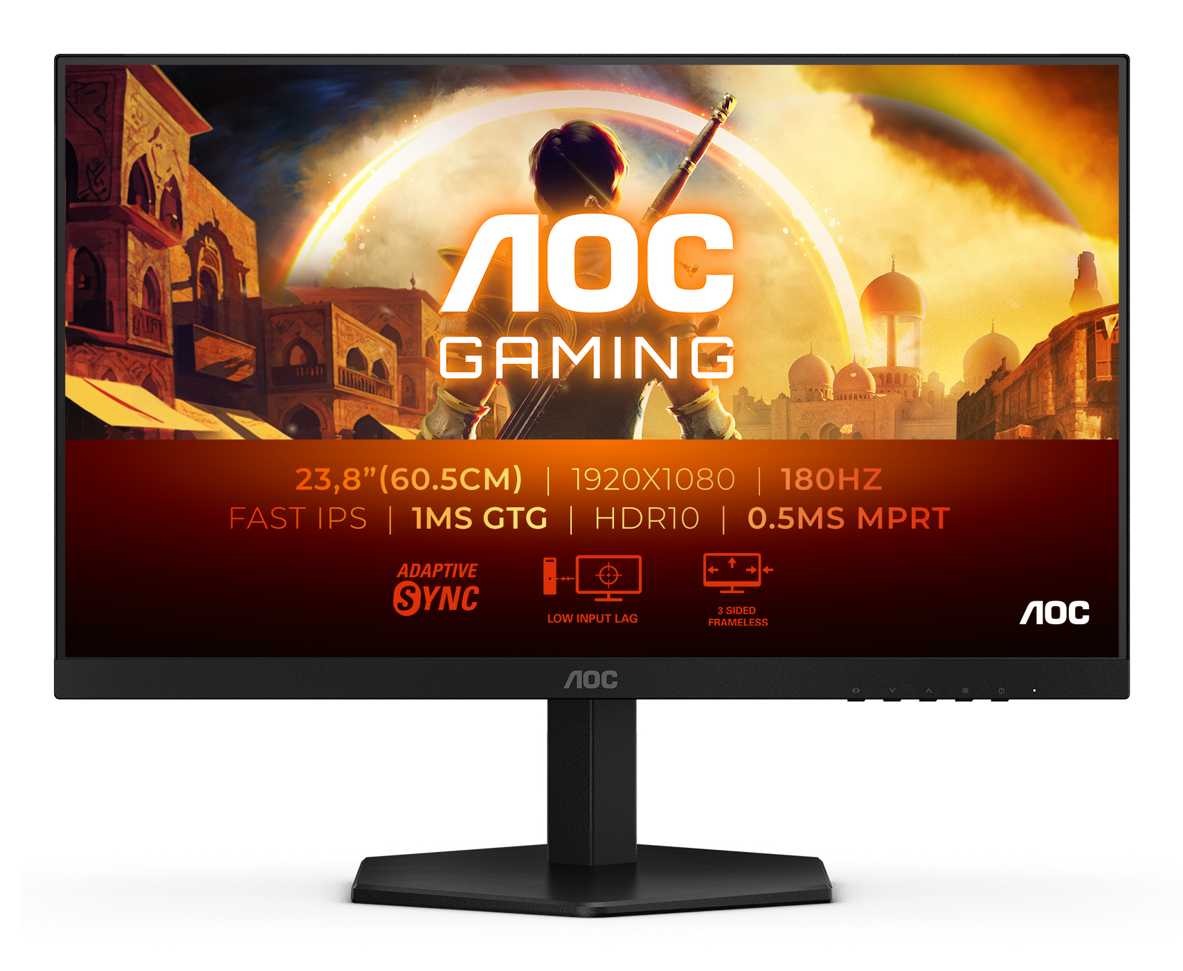 AOC - 24G42E - 24 " - IPS - FHD - 16:9 - 180 Hz - 1 ms - 1920 x 1080 pixels - 300 cd/m² - HDMI ports quantity 1 - Black