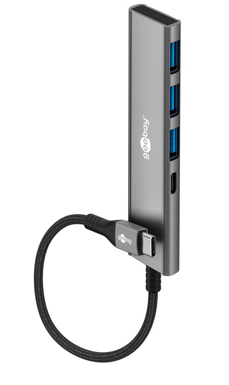 Goobay Slim 4-Port USB Hub, USB-C to USB-C/USB-A, 5 Gbit/s - 76562