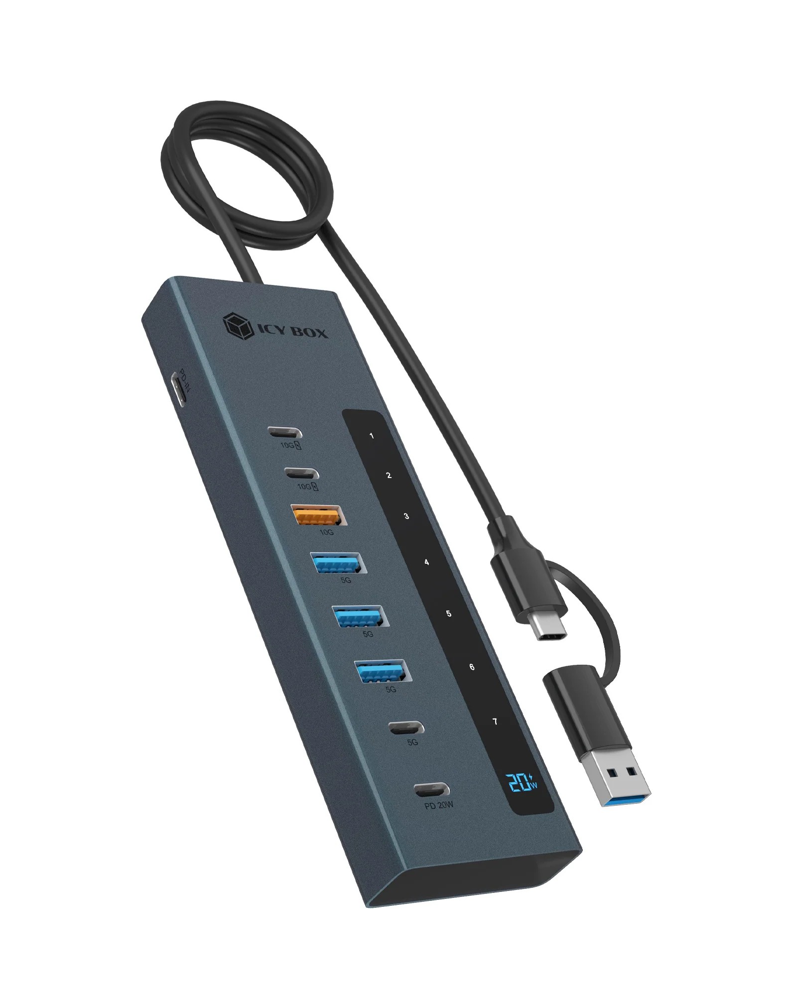 Raidsonic 9-in-1 hub with Power Delivery and Type-C/Type-A host connection - IB-HUB1743-CPD