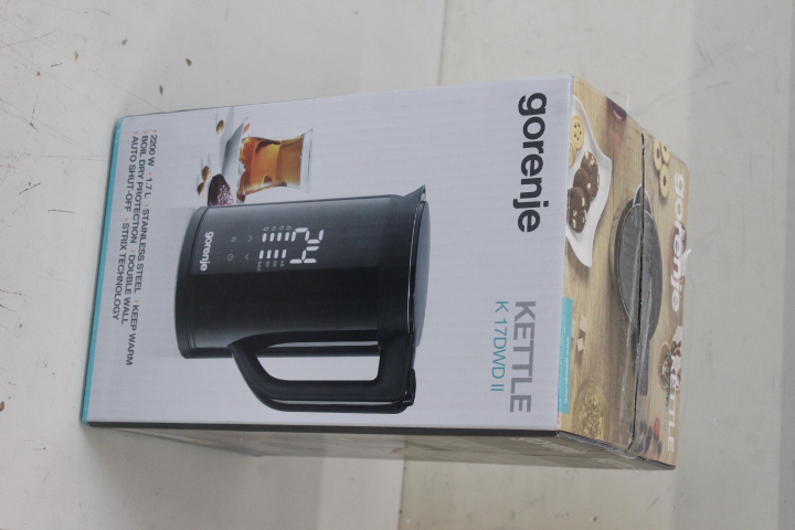 SALE OUT.  - Gorenje Kettle - K17DWDII - Electric - 2200 W - 1.7 L - Stainless Steel - 360° rotational base - Black - DEMO, SCRATCHED