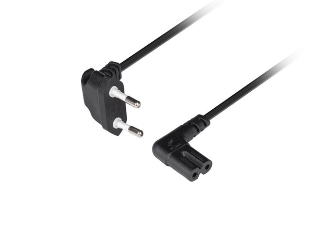 Lanberg CEE 7/16 to IEC 320 C7 Euro (radio) power cord 3m angled VDE - CA-C7CA-12CC-0030-BK