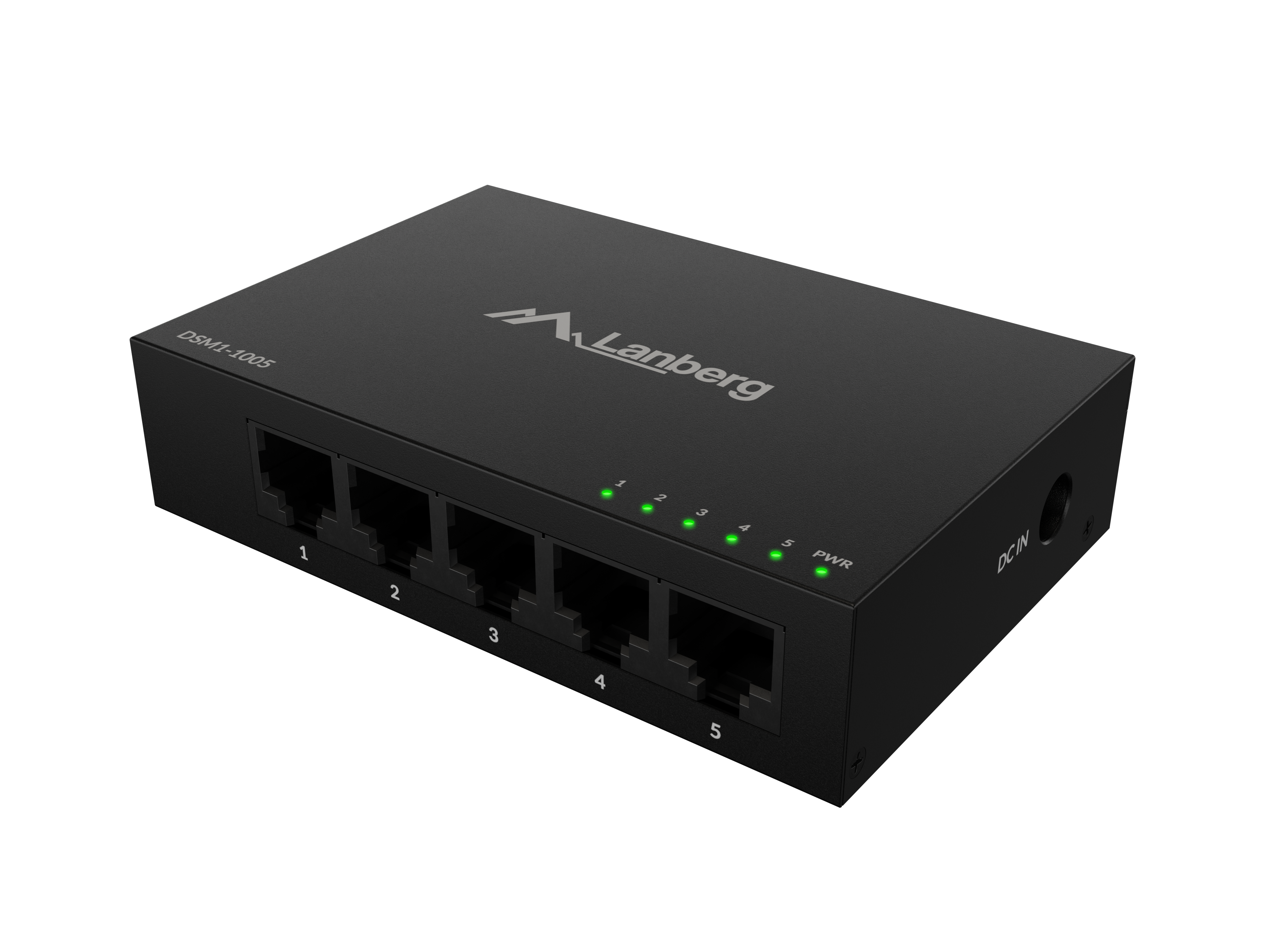 Lanberg Switch 5x1GB/s Unmanagment Gigabit Ethernet Desktop 12V metal case - DSM1-1005 - Unmanaged - Desktop