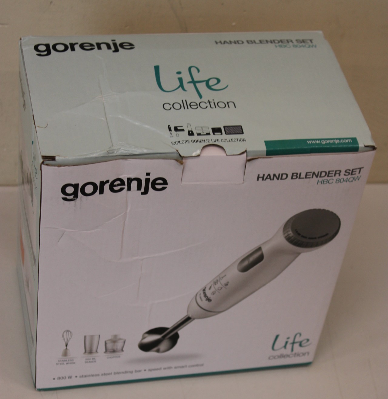 SALE OUT. Gorenje Hand Blender - HBC804QW - Hand Blender - 800 W - Jar capacity 0.5 L - White - DAMAGED PACKAGING