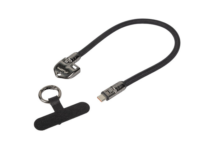 Lanberg USB-C M/M Lanyard/Keychain Cable, 0.3 m, 240 W - CA-CMCM-10LN-0003-BK