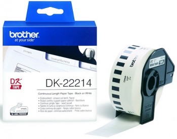 Brother - DK-22214 Continuous Length Paper Label - Black, White - DK - 12mm - 30.5 m
