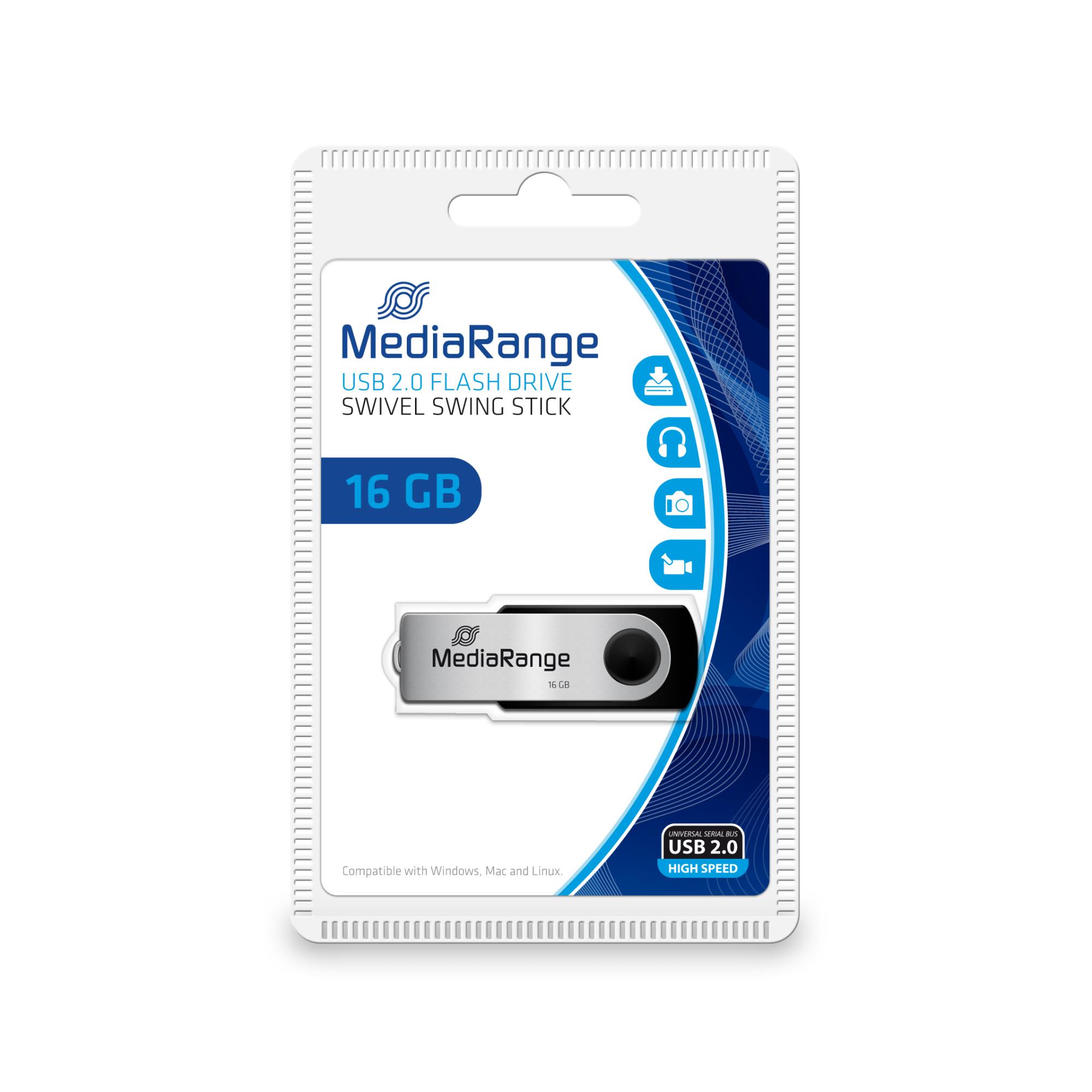 MEMORY DRIVE FLASH USB2 16GB/MR910 MEDIARANGE