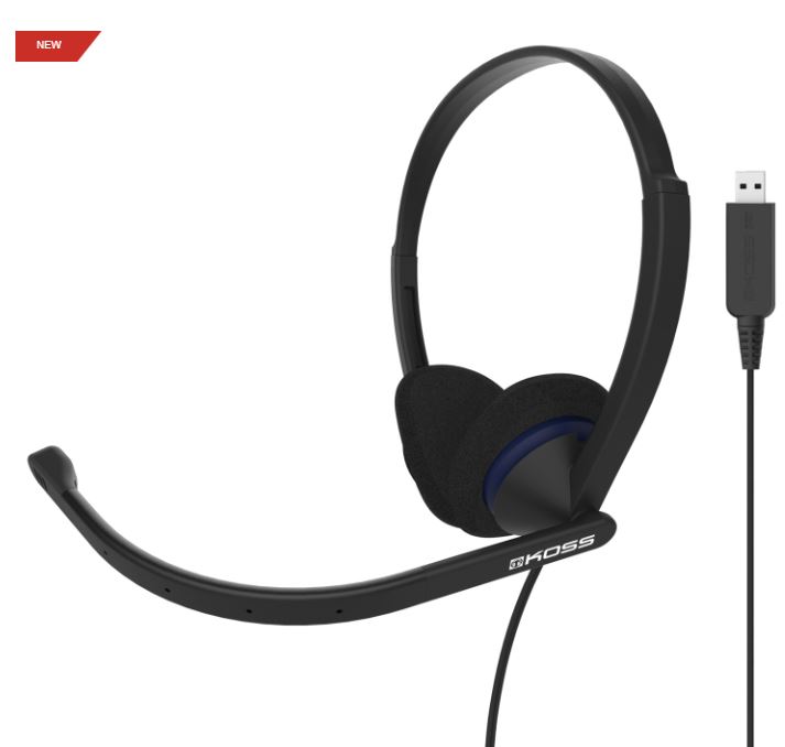 Koss - Headphones - CS200 USB - Wired - On-Ear - Microphone - Black