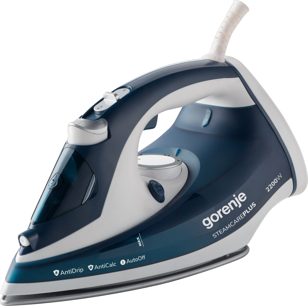 Gorenje - Steam Iron - SIH2200TQC - Steam Iron - 2200 W - Water tank capacity 300 ml - Continuous steam 30 g/min - Steam boost performance 90 g/min - Blue/White