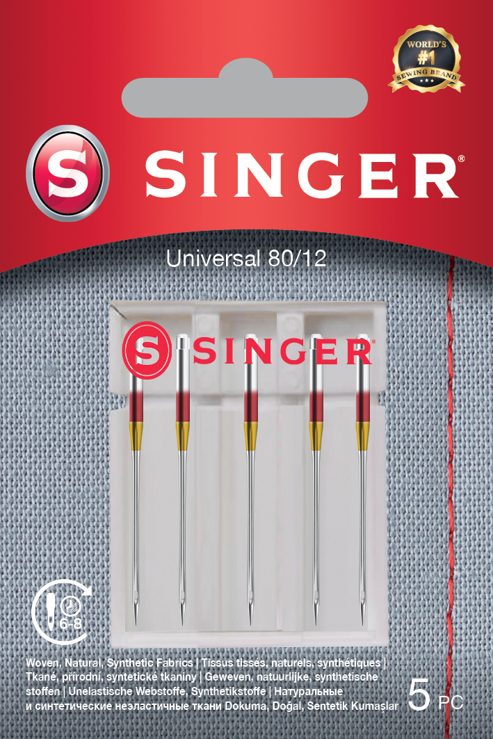 Singer - Universal Needle 80/12 5PK for Woven Fabrics