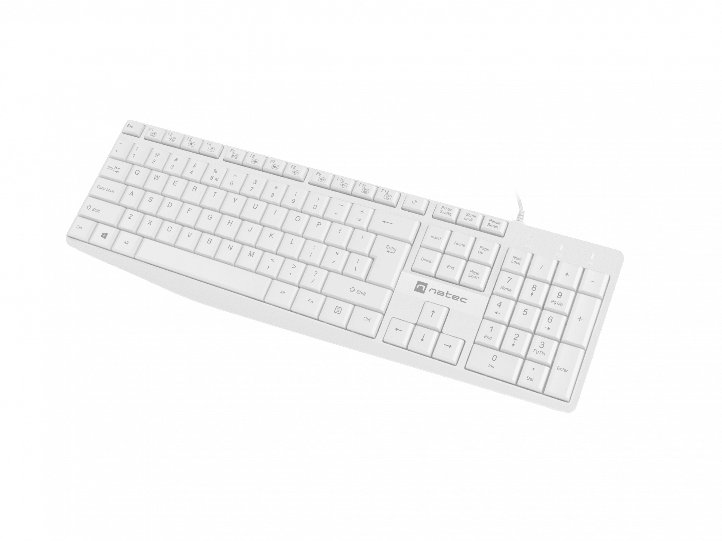 Natec - Keyboard - Nautilus NKL-1951 - Keyboard - Wired - US - White