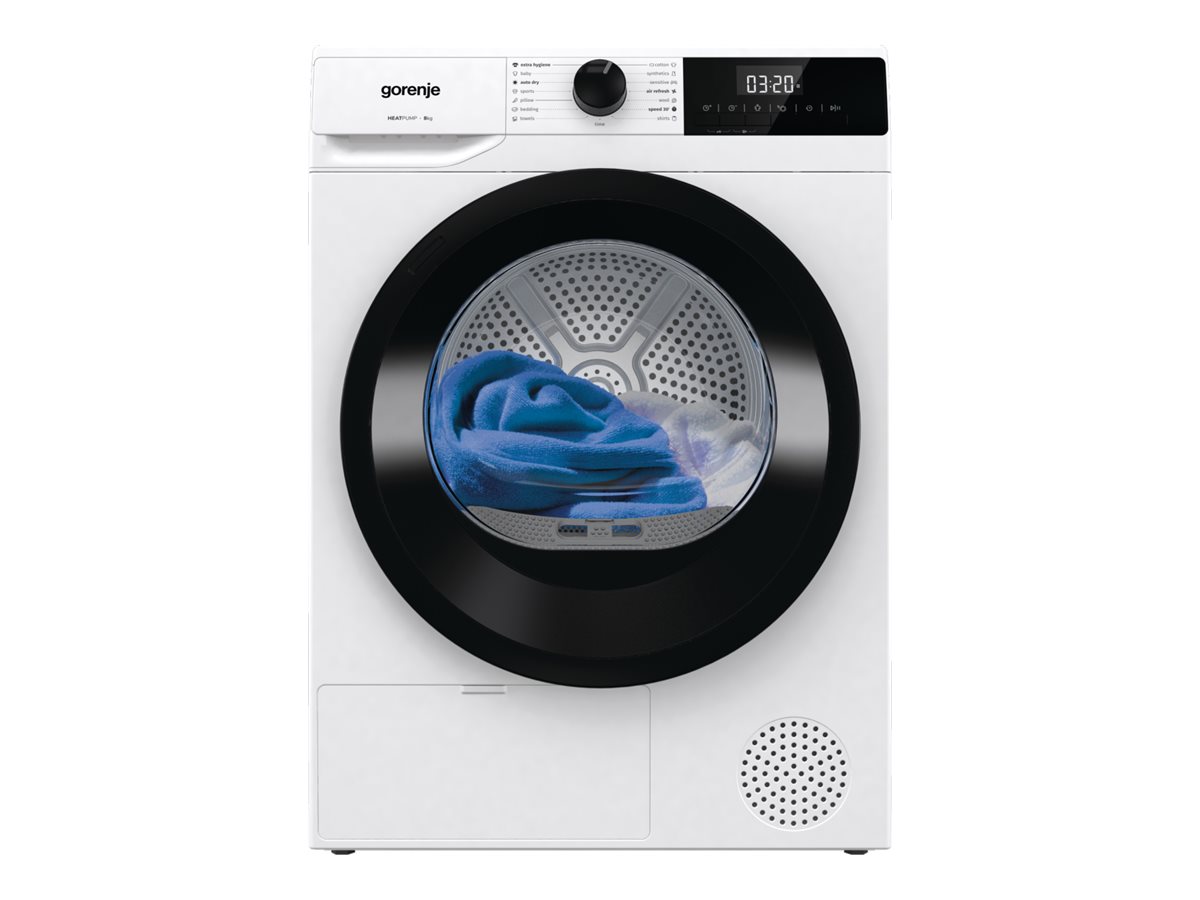 Gorenje Dryer Machine - DHNE82 - Energy efficiency class Class D - Front loading - 8 kg - LED - Depth 55 cm - White