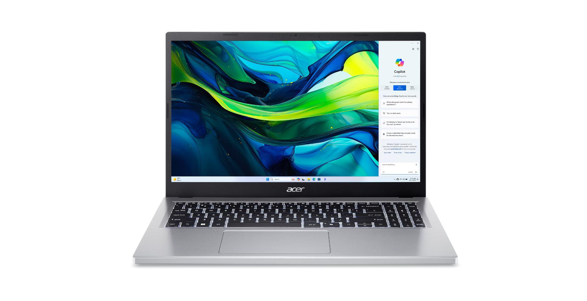 Notebook|ACER|Aspire|Go 15|AG15-32P-373M|CPU  Intel Core 3|N355|1900 MHz|15.6"|1920x1080|RAM 16GB|DDR5|SSD 512GB|Integrated|ENG|Windows 11 Home|Pure Silver|1.73 kg|NX.J46EL.003