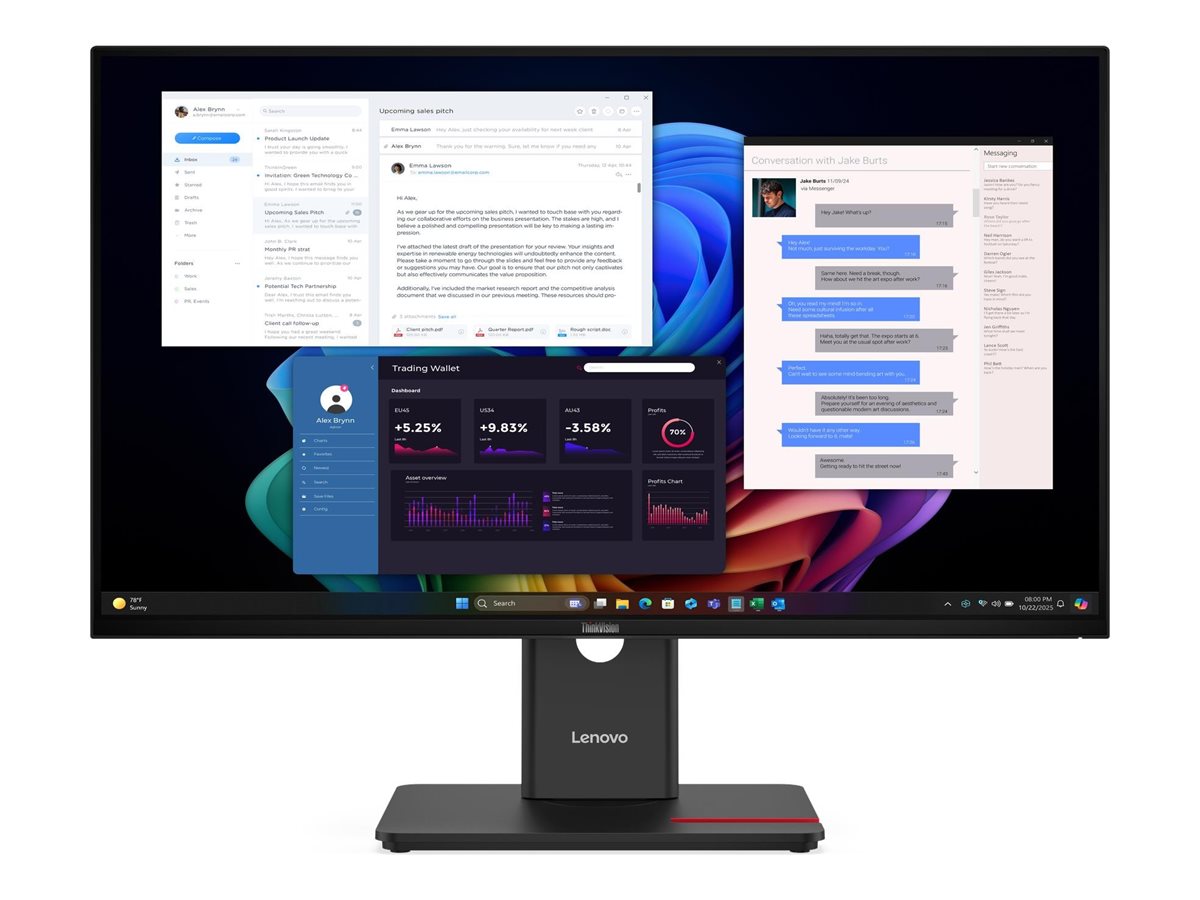 Lenovo - ThinkVision T27UD-40 - 27 " - IPS - 16:9 - 60 Hz - 4 ms - 3840 x 2160 pixels - 350 cd/m² - HDMI ports quantity 1 - Eclipse Black - Warranty 36 month(s)