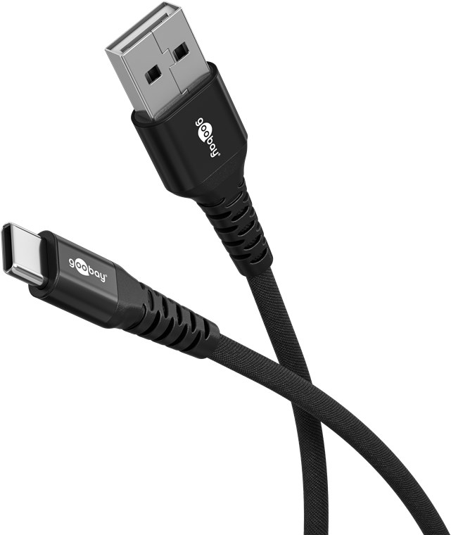 Goobay - USB-C to USB-A Supersoft Textile Cable with Metal Plugs - 74526 - USB-C to USB-A