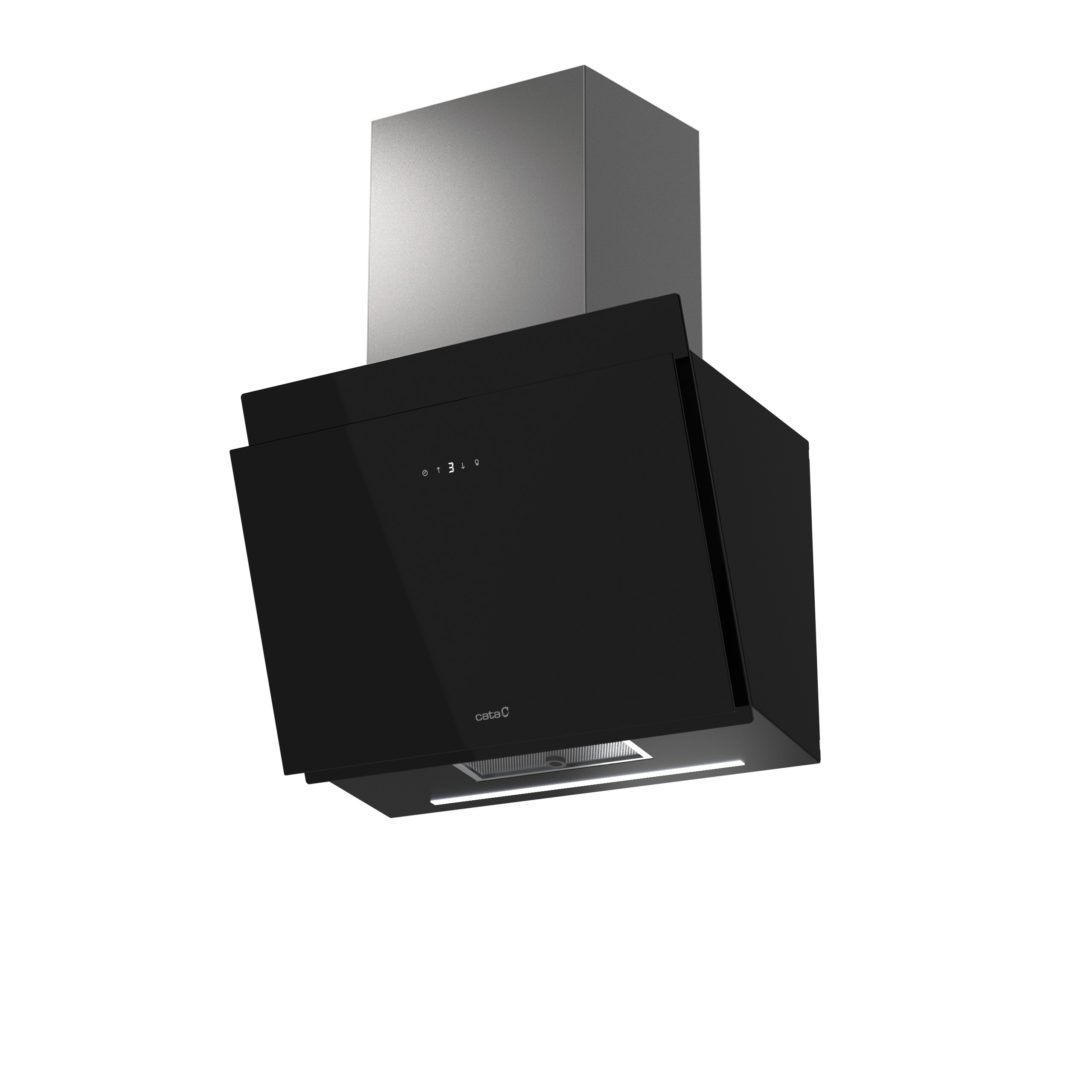 CATA Hood - THALASSA PRO 600 GBK - Wall mounted - Energy efficiency class A+++ - Width 60 cm - 842 m³/h - Electronic - LED - Black Glass