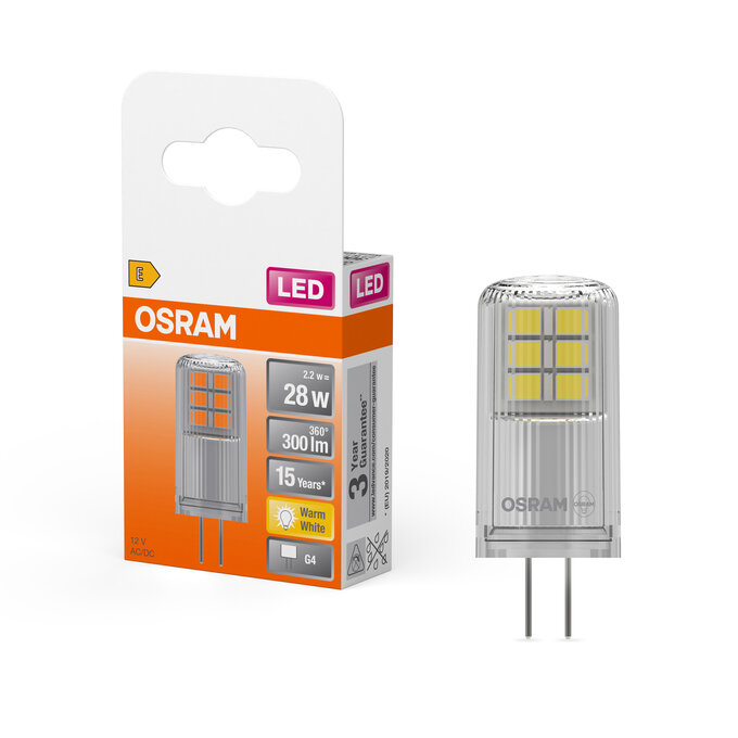 Osram LED PIN 12V Clear 28 Non-dim - G4 - 2.2 W - Warm White