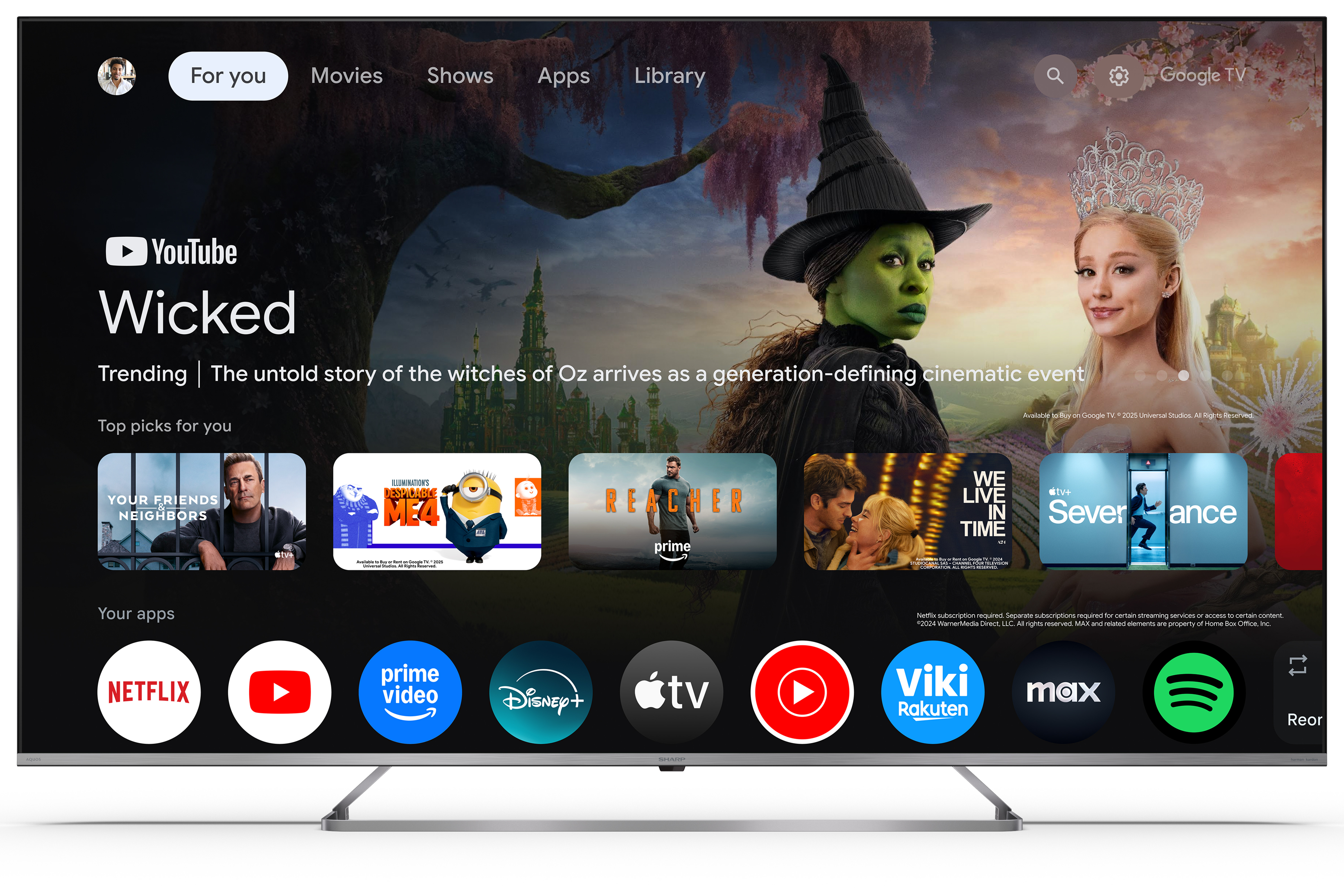 Sharp 4K Ultra HD QLED MiniLED TV - 65JP7265E - 55 - Smart TV - Google TV - UHD